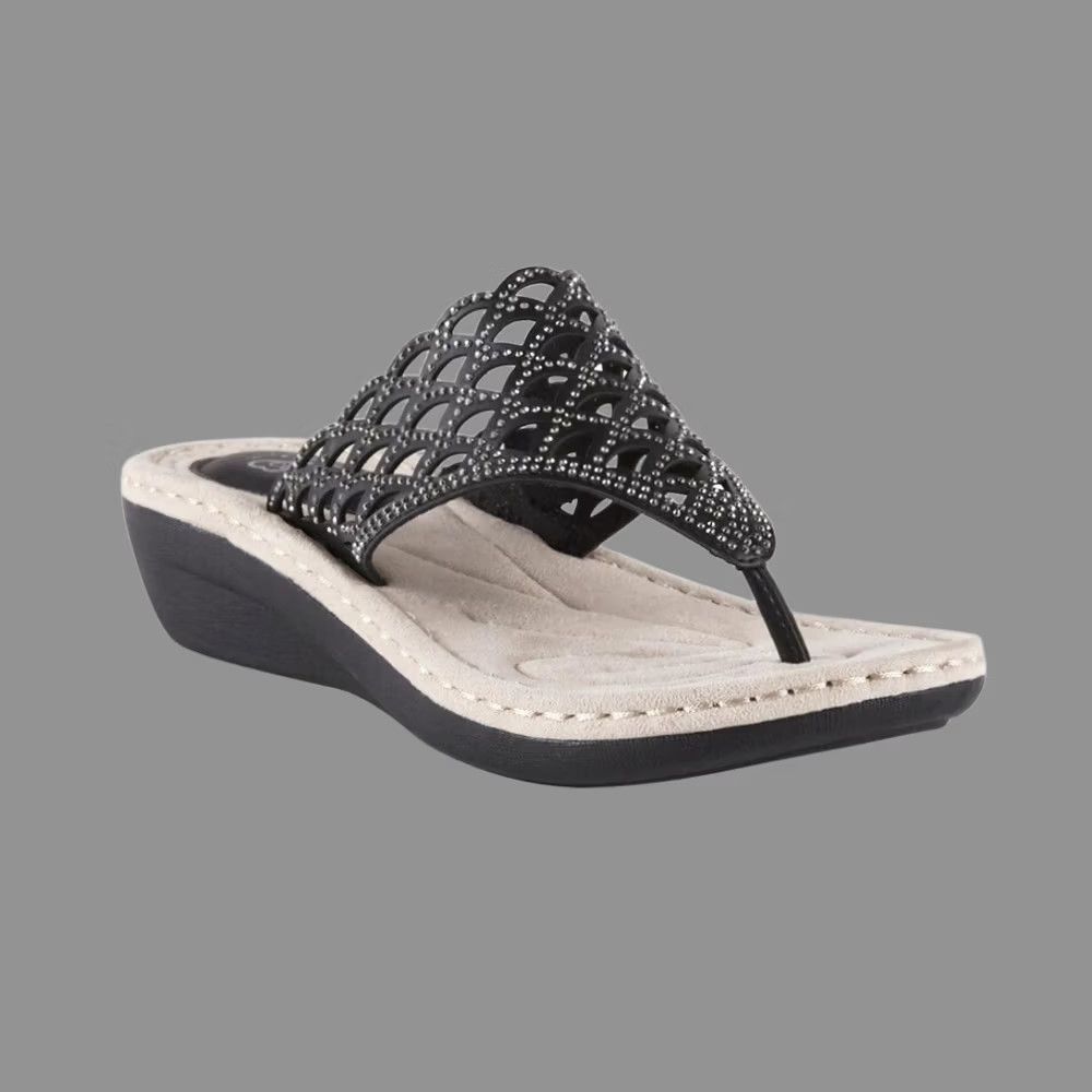 J Brand I Love Comfort Sandal Woman Slip On Rhinestone Black Size 9 Wedge Thong Comfort Size US 9 / IT 39 - 1 Thumbnail