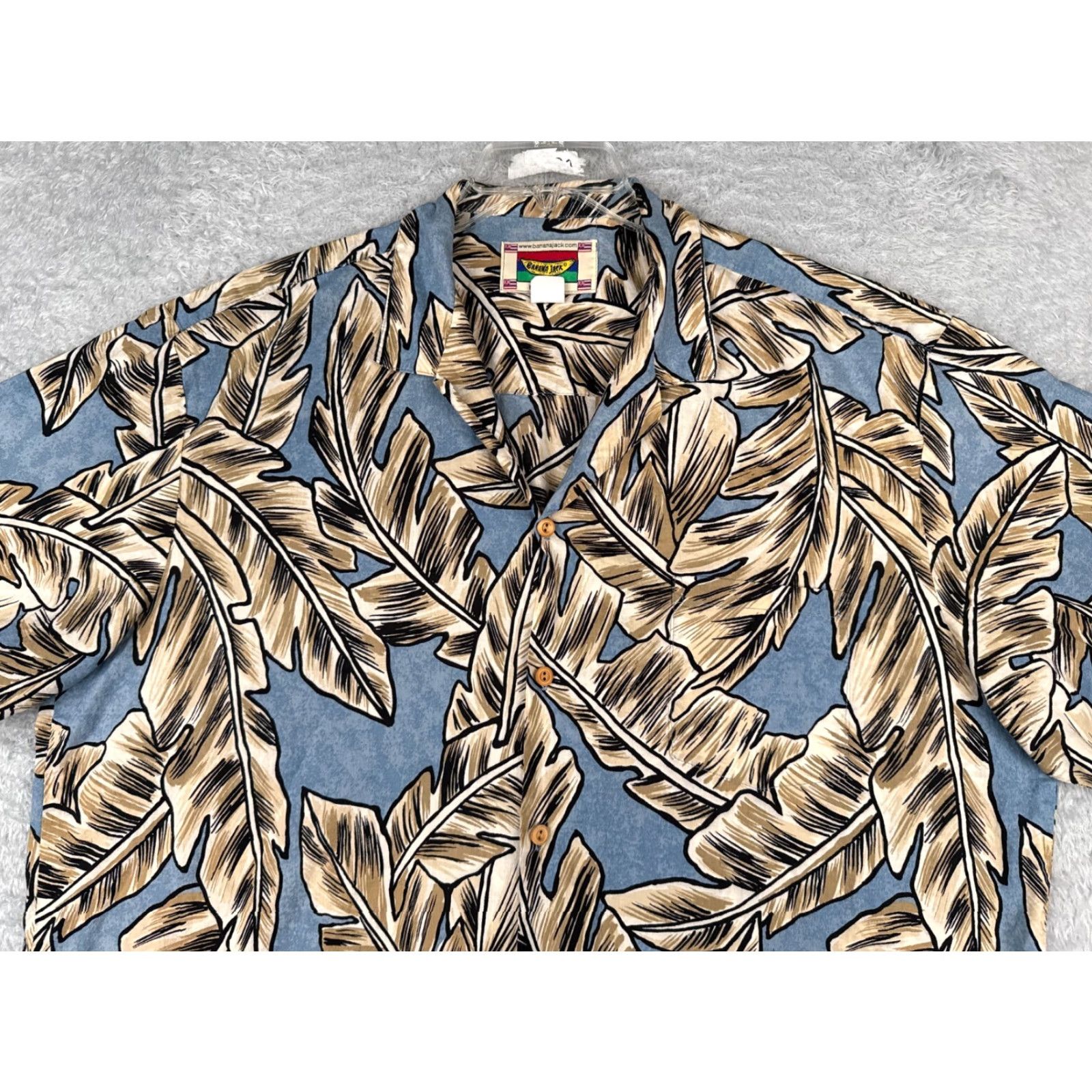 Vintage VINTAGE Banana Jack Shirt Men 2XL Blue Floral Leaf Cotton Hawaiian Size US XXL / EU 58 / 5 - 6 Thumbnail