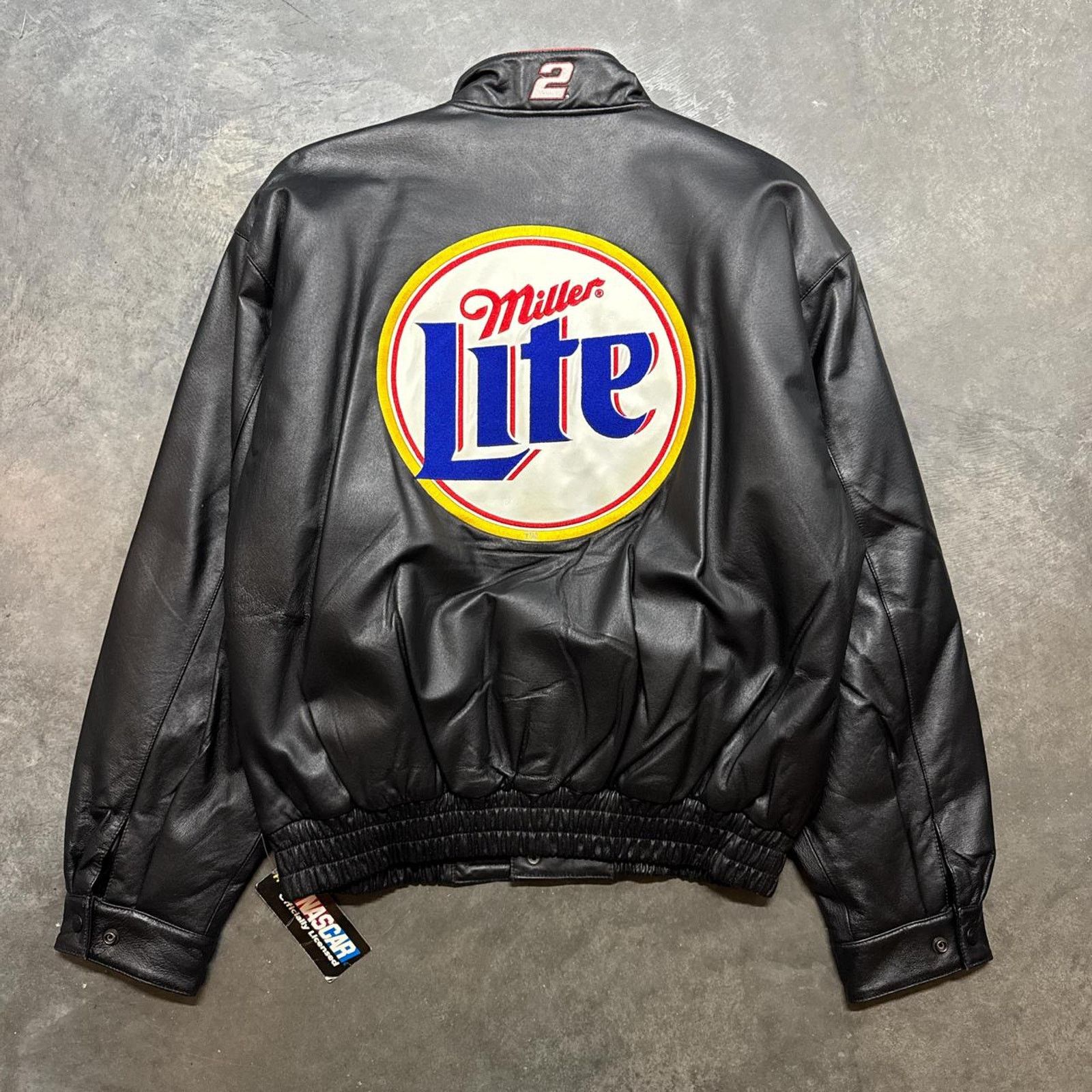 NASCAR × Vintage Vintage JH Jeff Hamilton NASCAR Miller Lite Leather Jacket Size US L / EU 52-54 / 3 - 6 Thumbnail