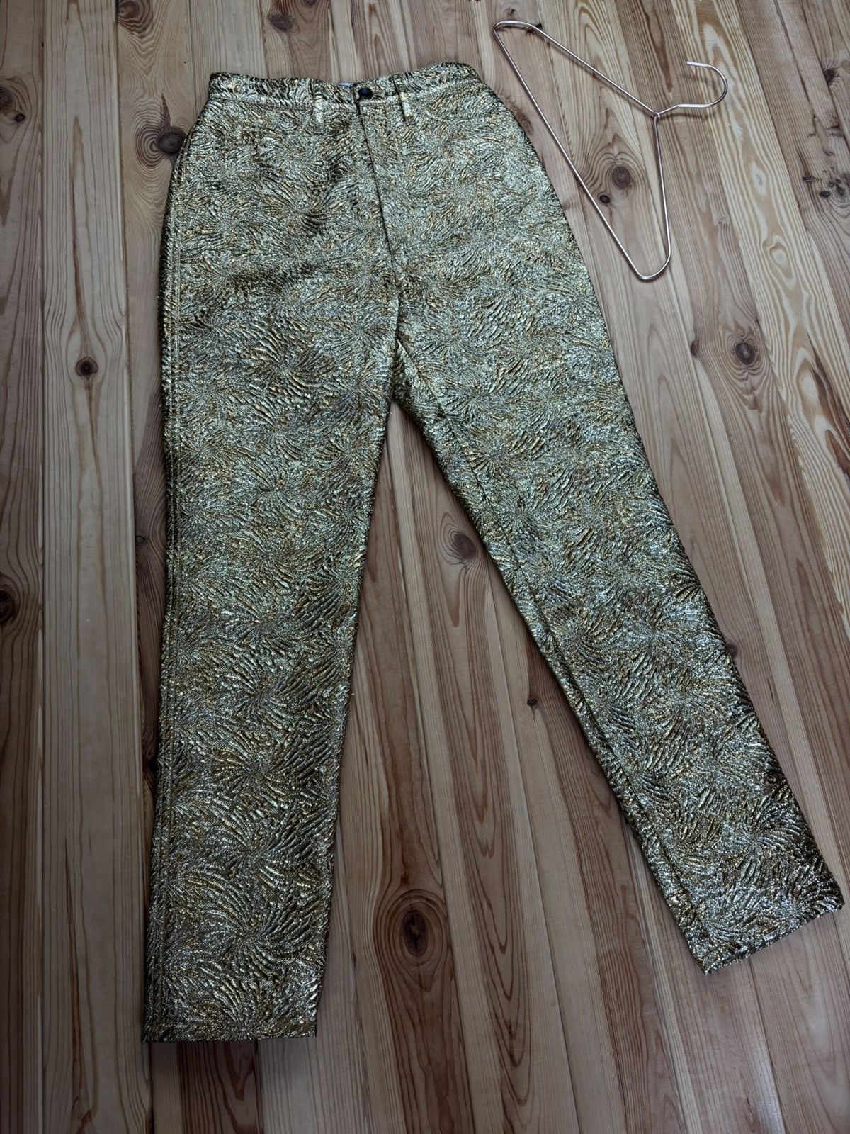 Maison Margiela Maison Margiela Metallic Gold Textured Trousers Size 27" / US 4 / IT 40 - 1 Thumbnail