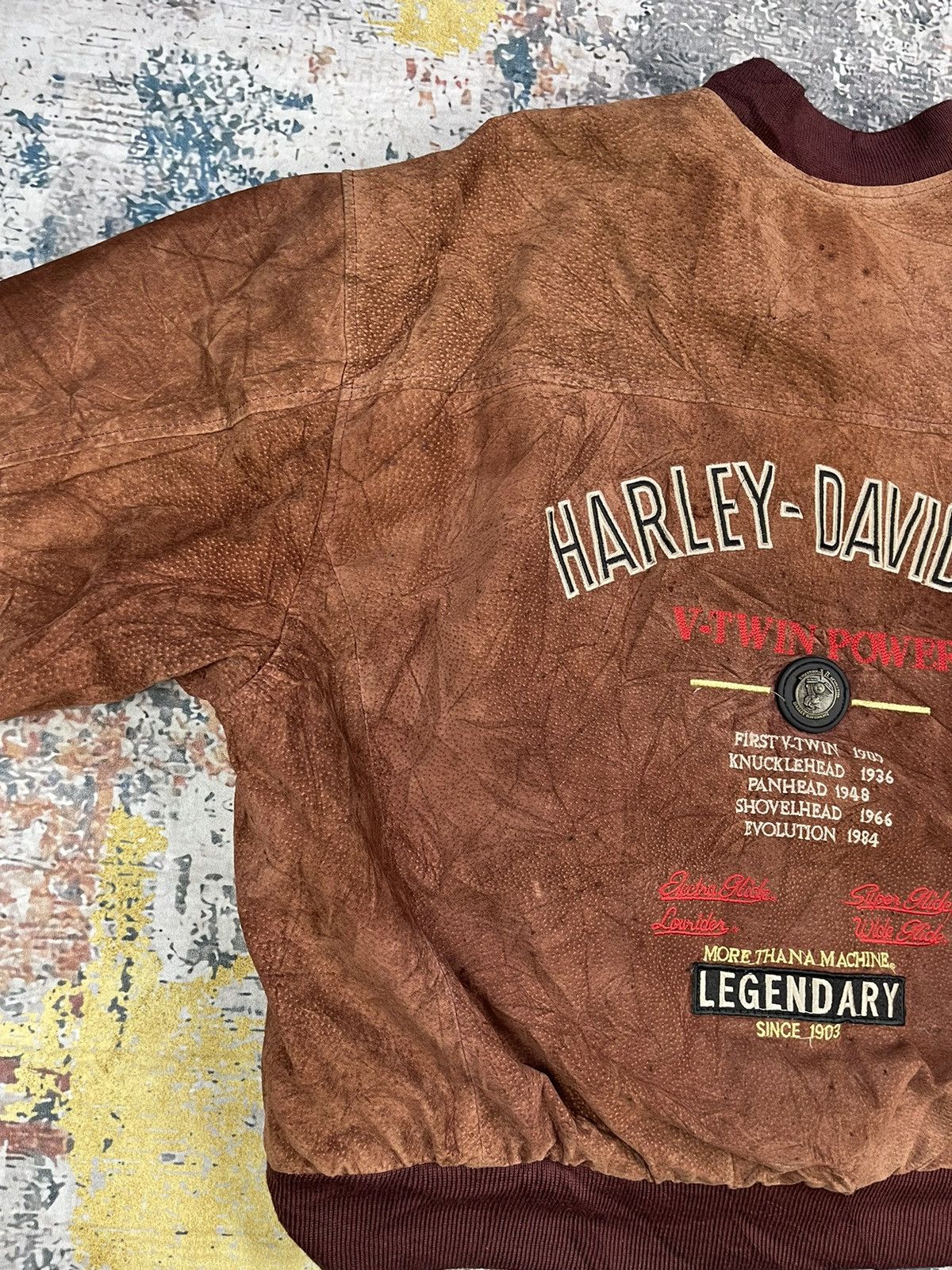 Harley Davidson Vtg Harley Davidson V-Twin Power Leather Bombers Size US XXL / EU 58 / 5 - 5 Thumbnail