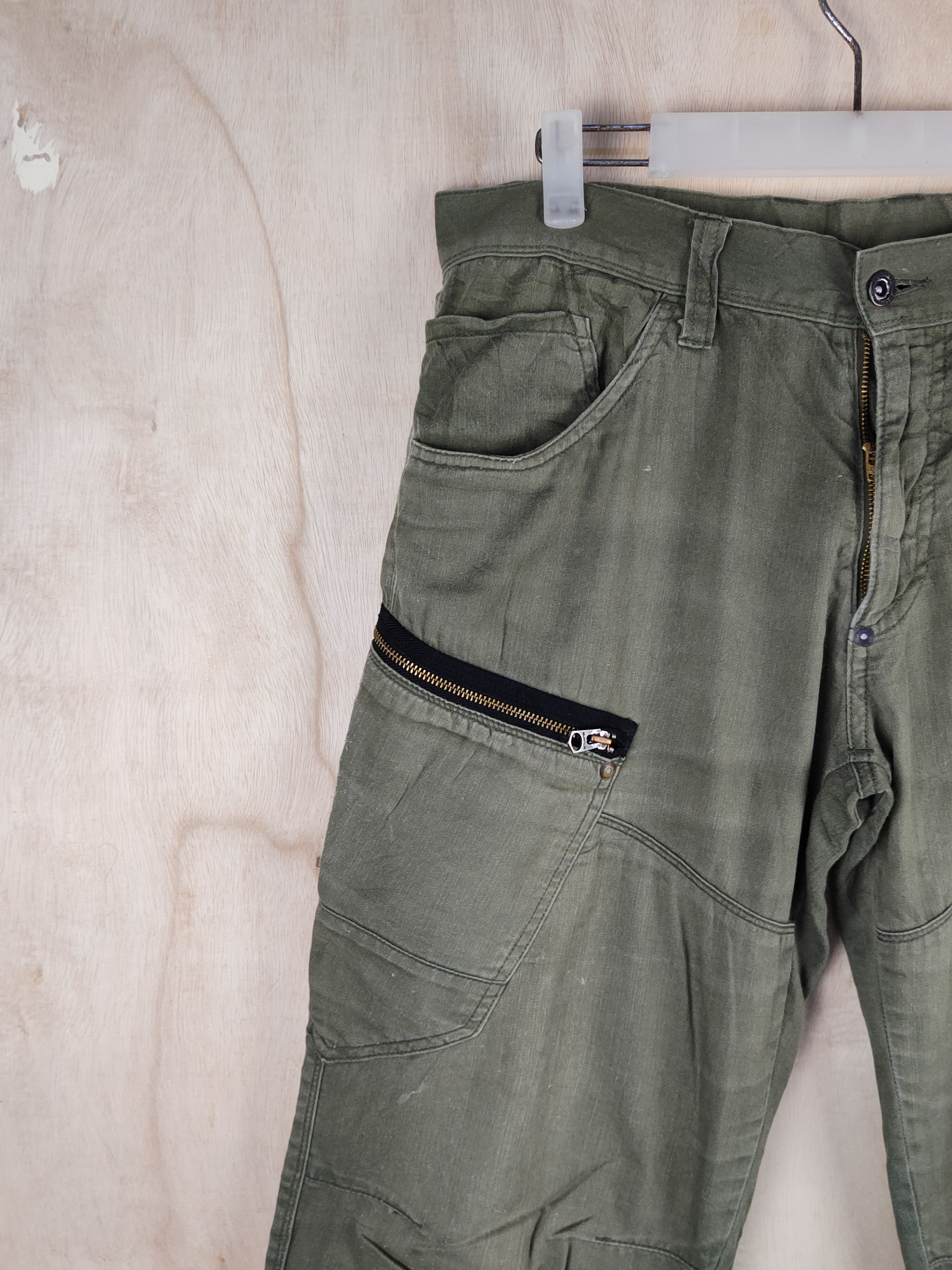 Japanese Brand Burtle Olive Faded Multipocket Tactical Cargo Pants #S2411 Size US 33 - 3 Thumbnail