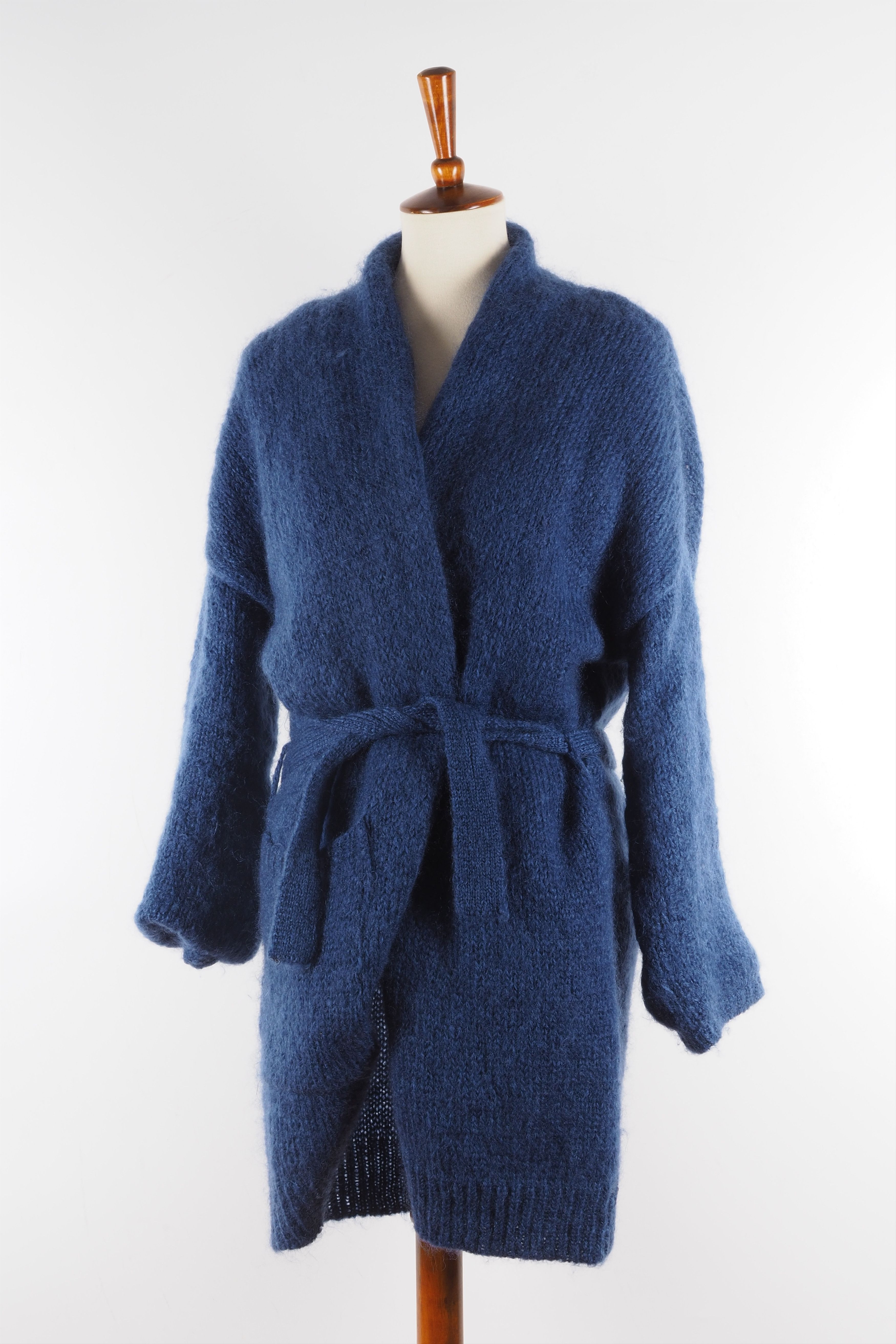 HUMANOID Humanoid Blue Mohair Long Belted Cardigan Overcoat Size M / US 6-8 / IT 42-44 - 4 Thumbnail