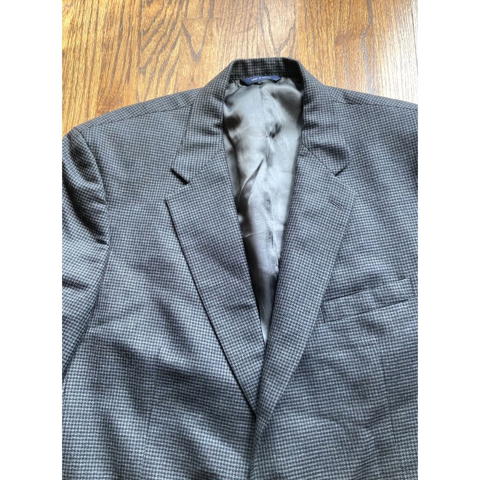 Brooks Brothers Brooks Brothers Blazer Men 46L Long Houndstooth Gray Wool Coat Jacket Size 46R - 4 Thumbnail