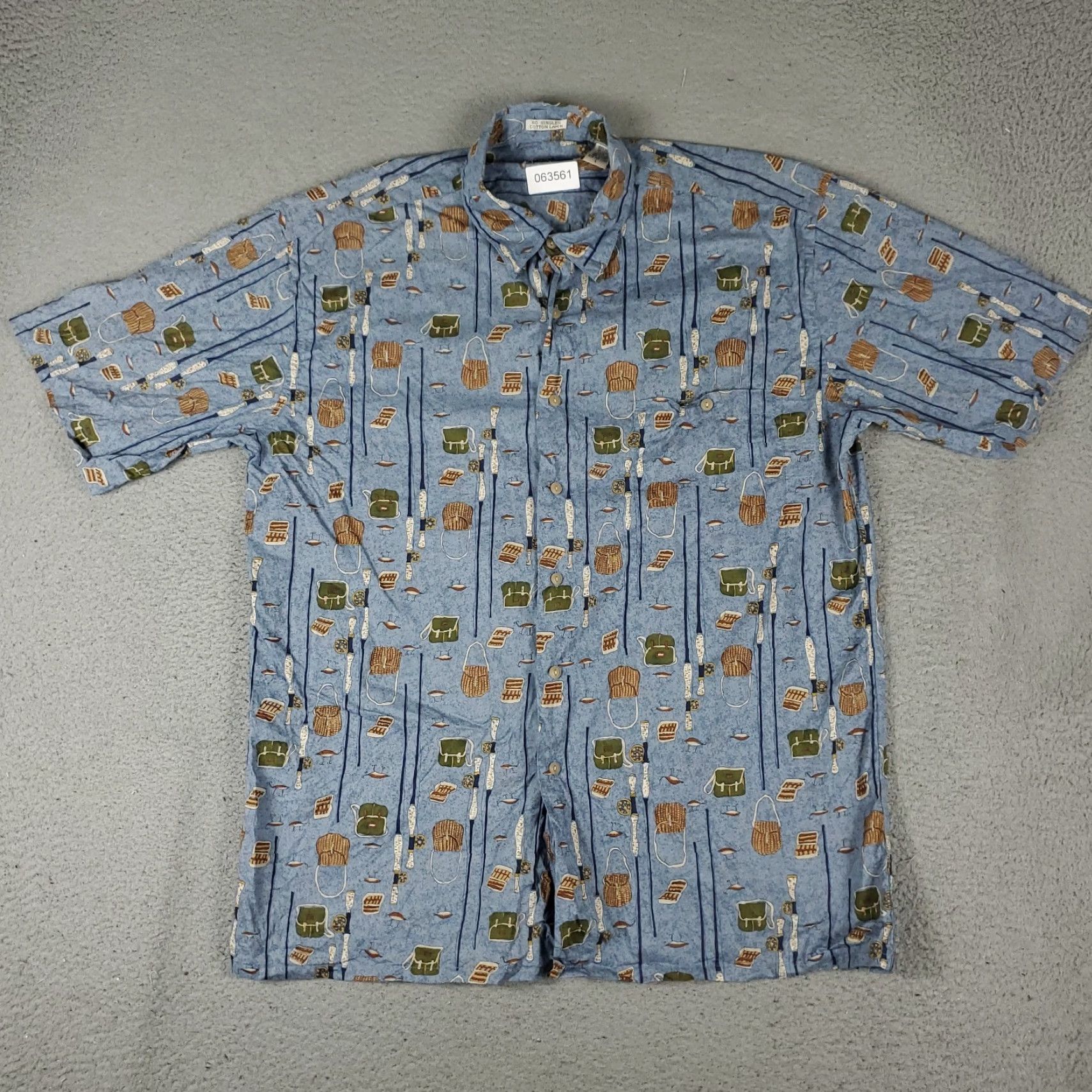 Vintage Burma Bibas Shirt Mens Large Blue Button-Up Short Sleeve Cotton Geometric Pattern Casual Regular Fit Mens Size US L / EU 52-54 / 3 - 2 Thumbnail
