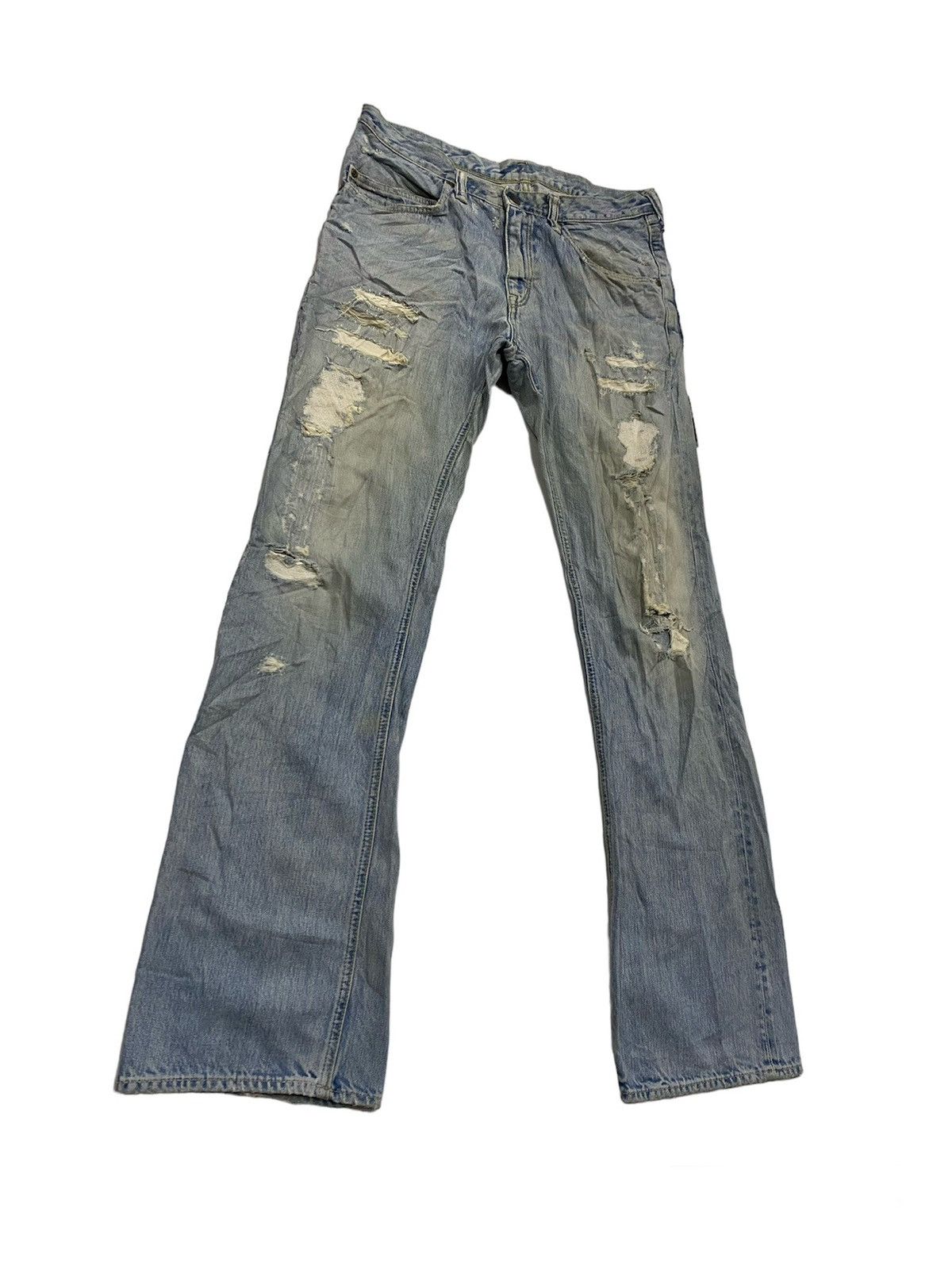 Blue Blue Japan SUPER DESTROYED DENIM PANTS BLUE-BLUE JAPAN FLARE TYPE Size US 31 - 3 Thumbnail