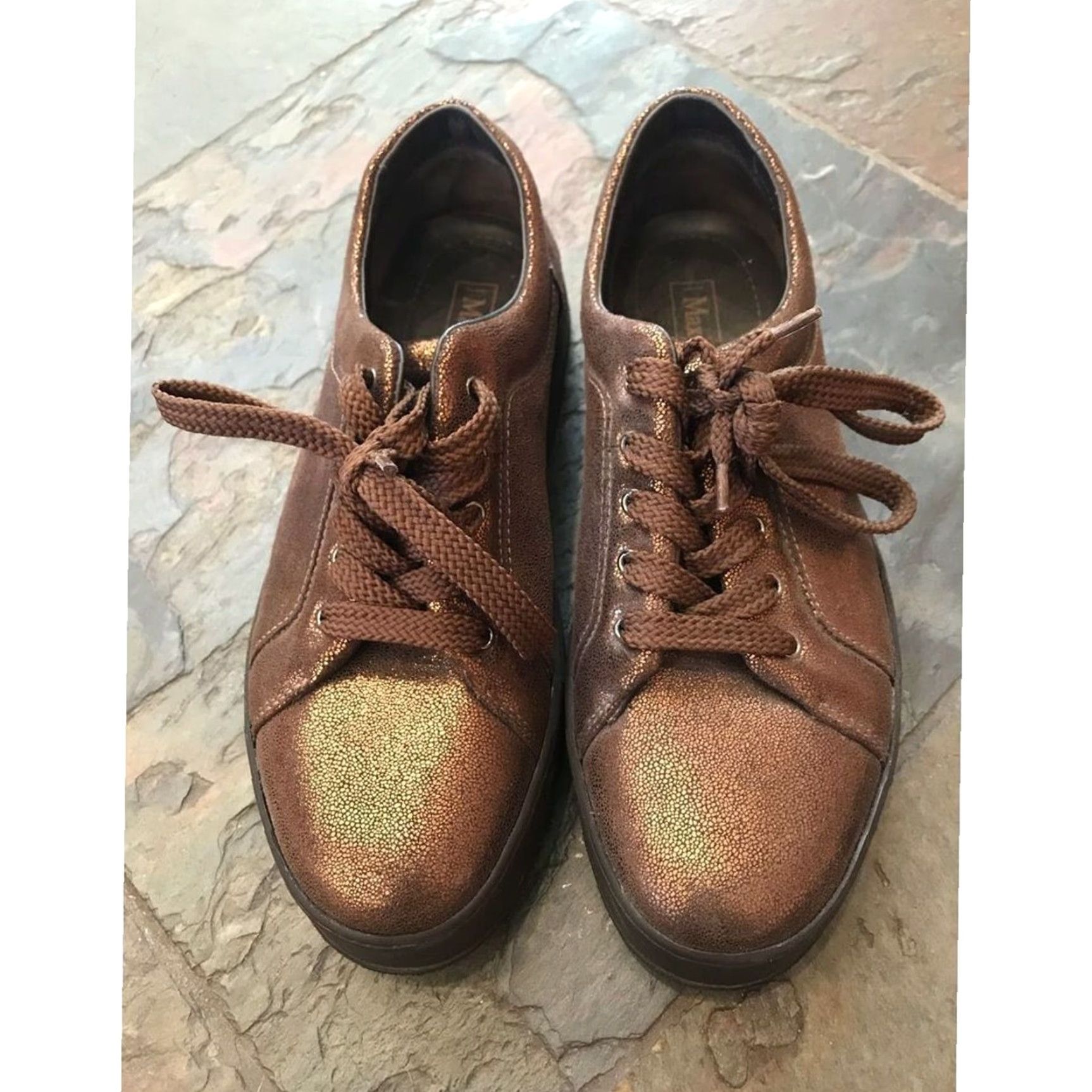 Max Mara Max Mara Women Copper Metallic Maxiv Leather Lace Up Tie Sneakers EU 38 US 7.5 Size US 8 / IT 38 - 3 Thumbnail