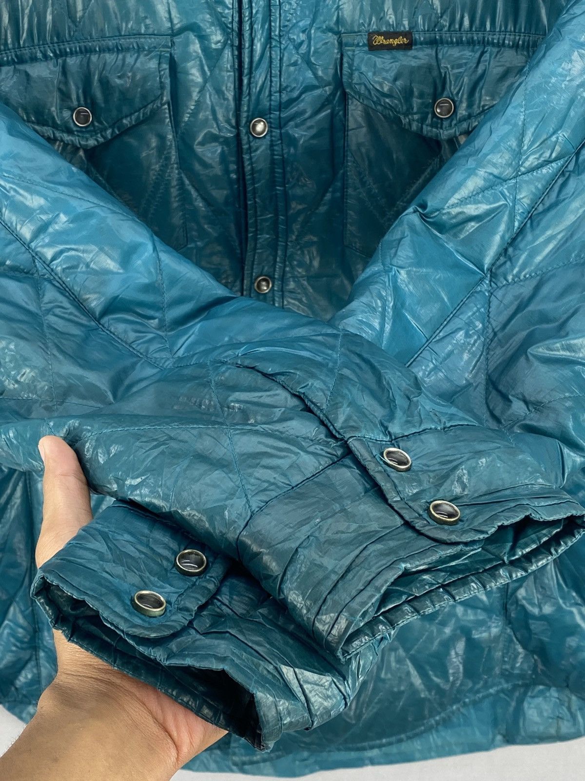 Wrangler Vintage Wrangler Green Boro Usa Quilted Nylon Jacket Size S / US 4 / IT 40 - 14 Thumbnail