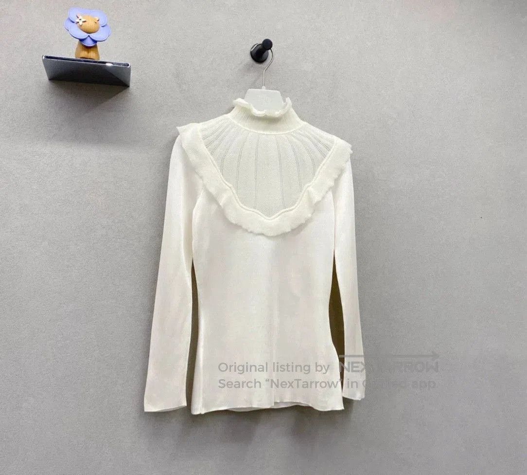 Hermes Hermes Beige Ruffle Knit Top. Size US S / EU 44-46 / 1 - 4 Thumbnail