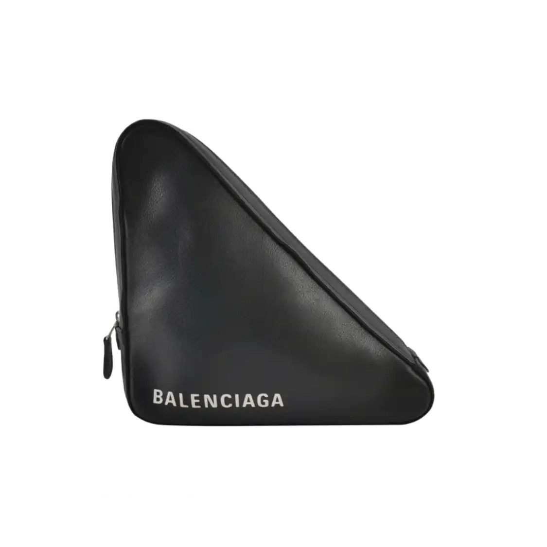Balenciaga Triangle Black Cowhide Leather Clutch, Women's
