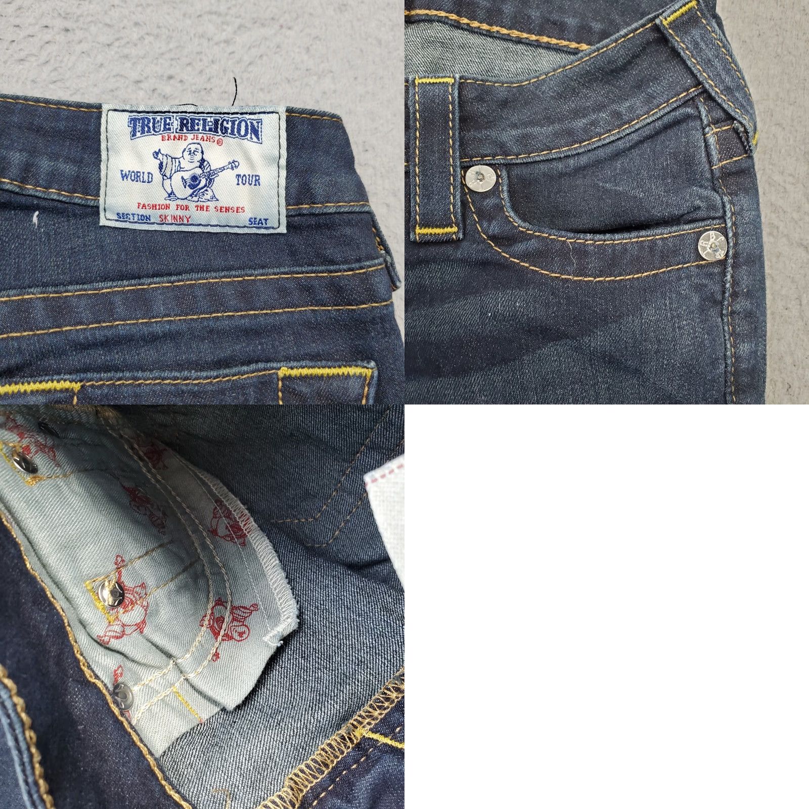 True Religion True Religion Jeans Womens Size 24 Navy Denim Stretch Straight II 5-Pocket Regular USA Made Size 42" / US 20 - 8 Thumbnail