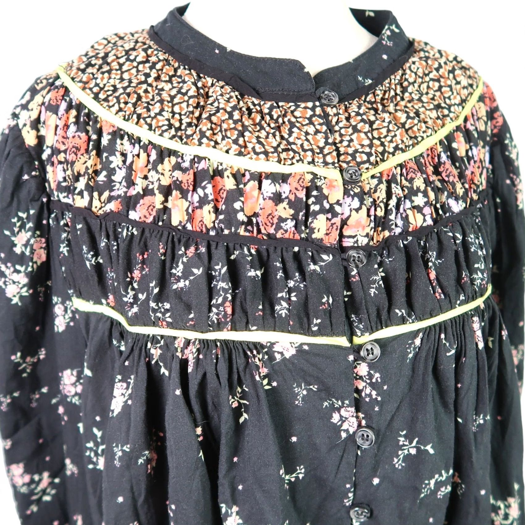 Free People Free People Paloma floral print black peasant blouse flowy top M Womens Size M / US 6-8 / IT 42-44 - 2 Thumbnail