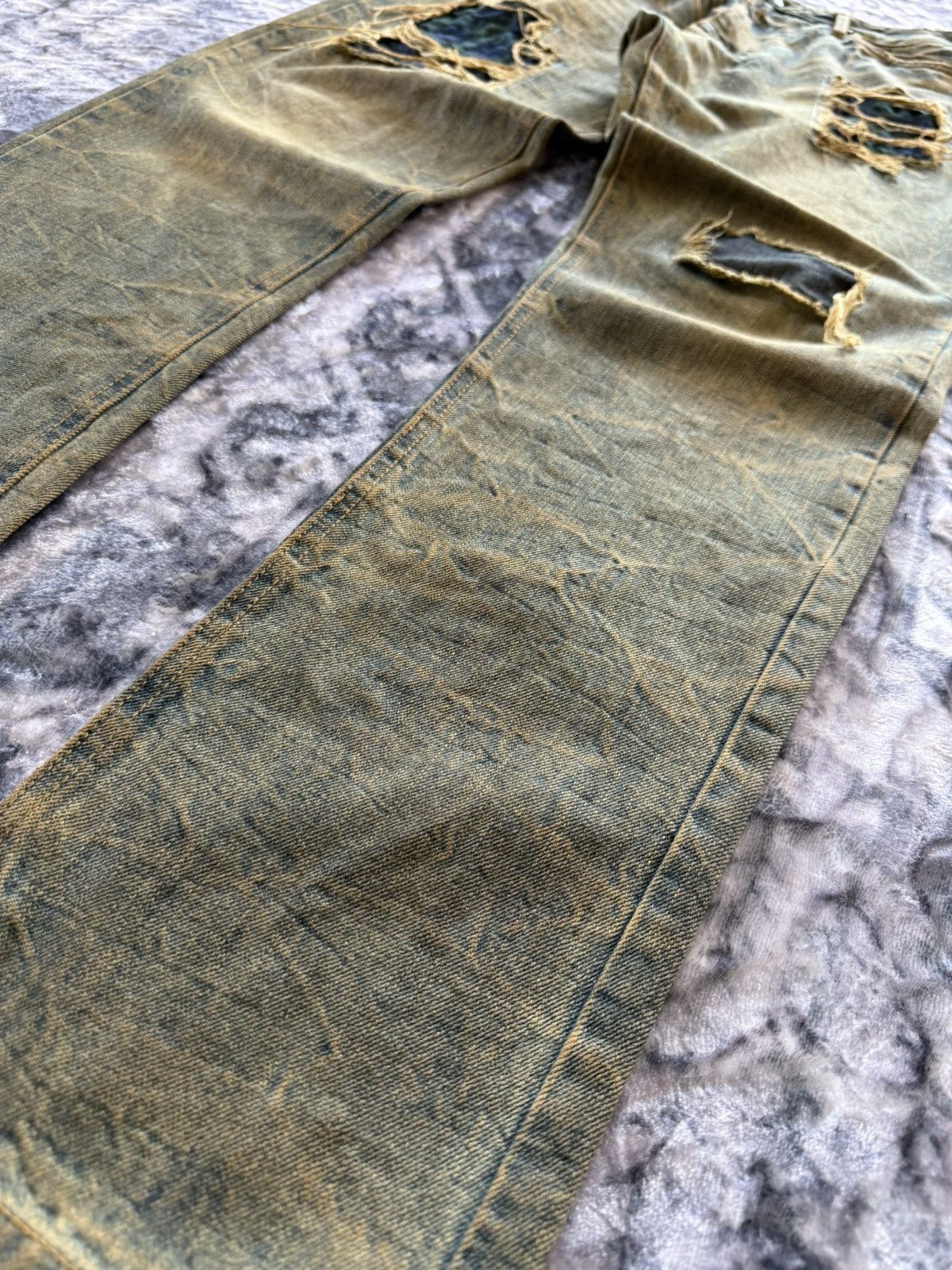 Le Grande Bleu (L.G.B.) 2000s Distressed Mud Wash Check plaid Patched Japanase Jeans Size US 29 - 11 Thumbnail