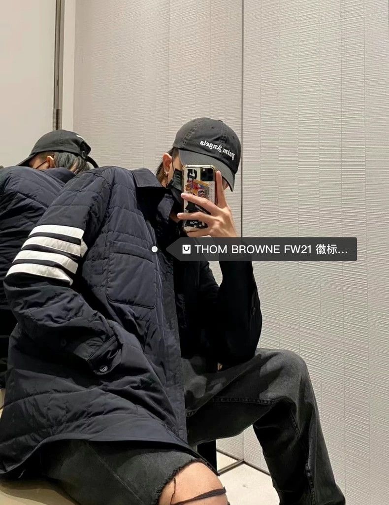 Thom Browne Thom Browne Blue cotton jacket with four stripes Size US L / EU 52-54 / 3 - 8 Thumbnail