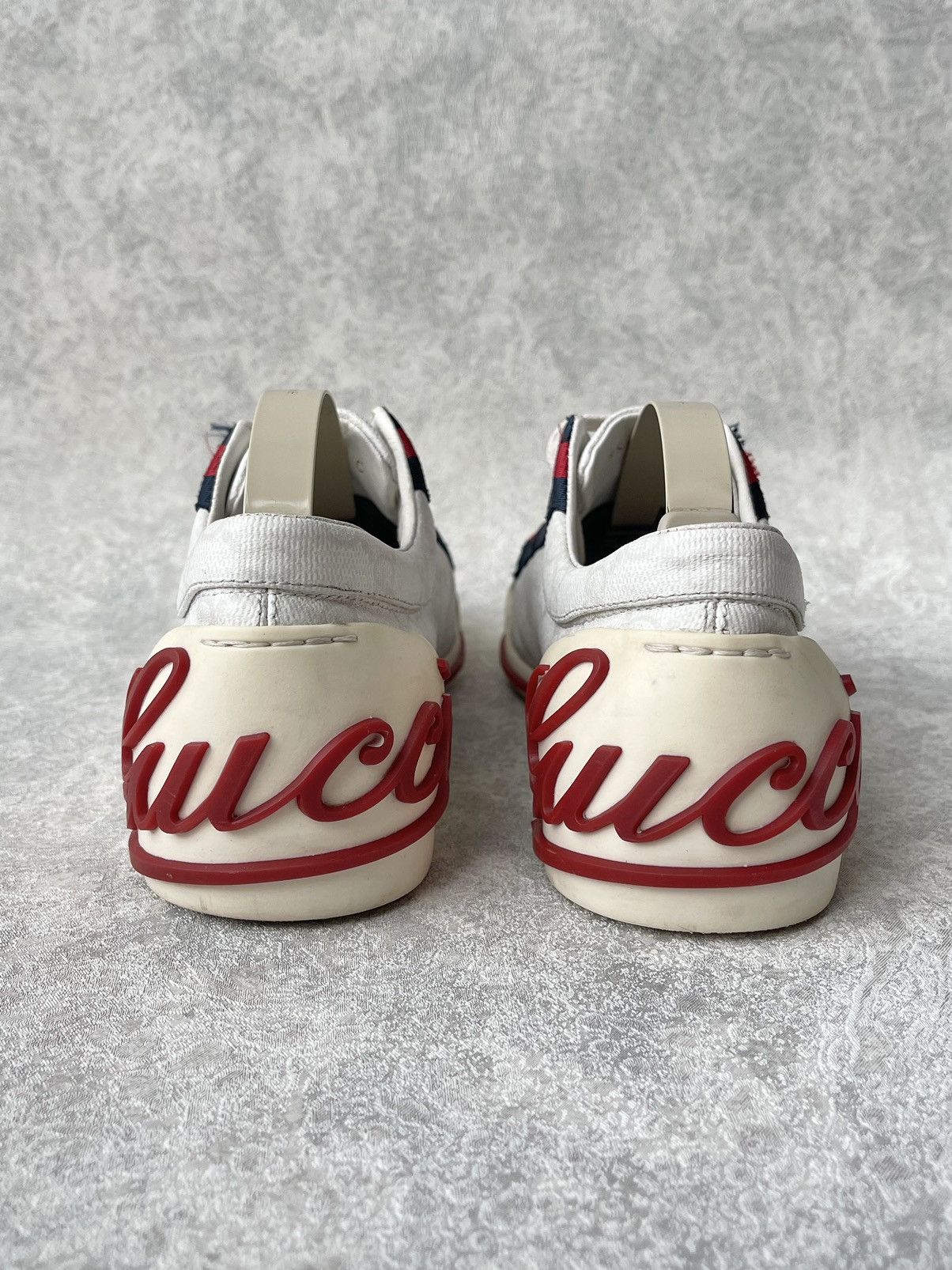 Gucci Gucci GG Monogram Canvas Sneakers Red Blue Web Script Logo Size US 7 / IT 37 - 6 Thumbnail