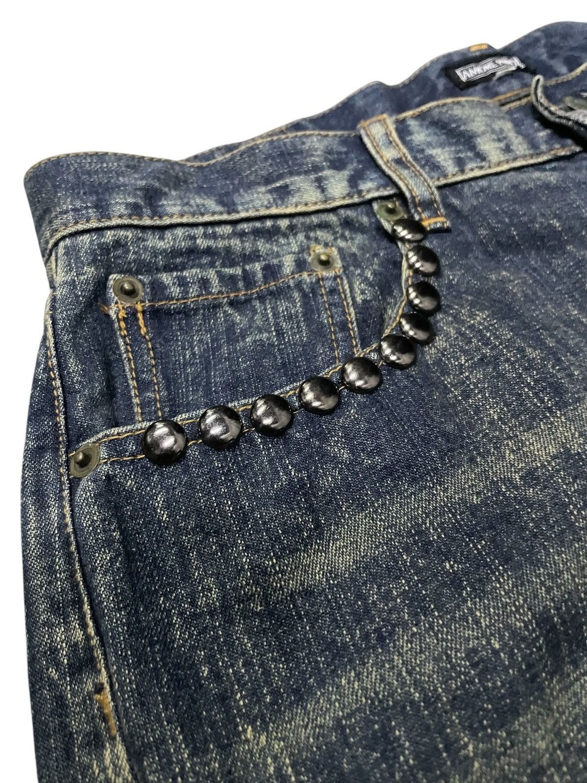 Designer × Japanese Brand Amore Puro Japan Stone Mud Wash Studded Loose Jeans Size US 30 / EU 46 - 6 Thumbnail