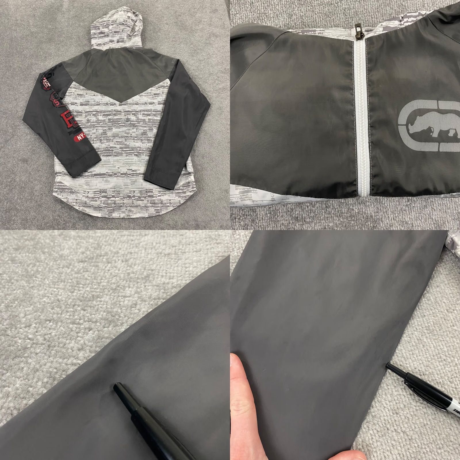 Ecko Unltd. ECKO UNLTD Jacket Men Medium Gray Camouflage Hooded Windbreaker Y2K Skater Rhino Jacket Size US M / EU 48-50 / 2 - 9 Thumbnail