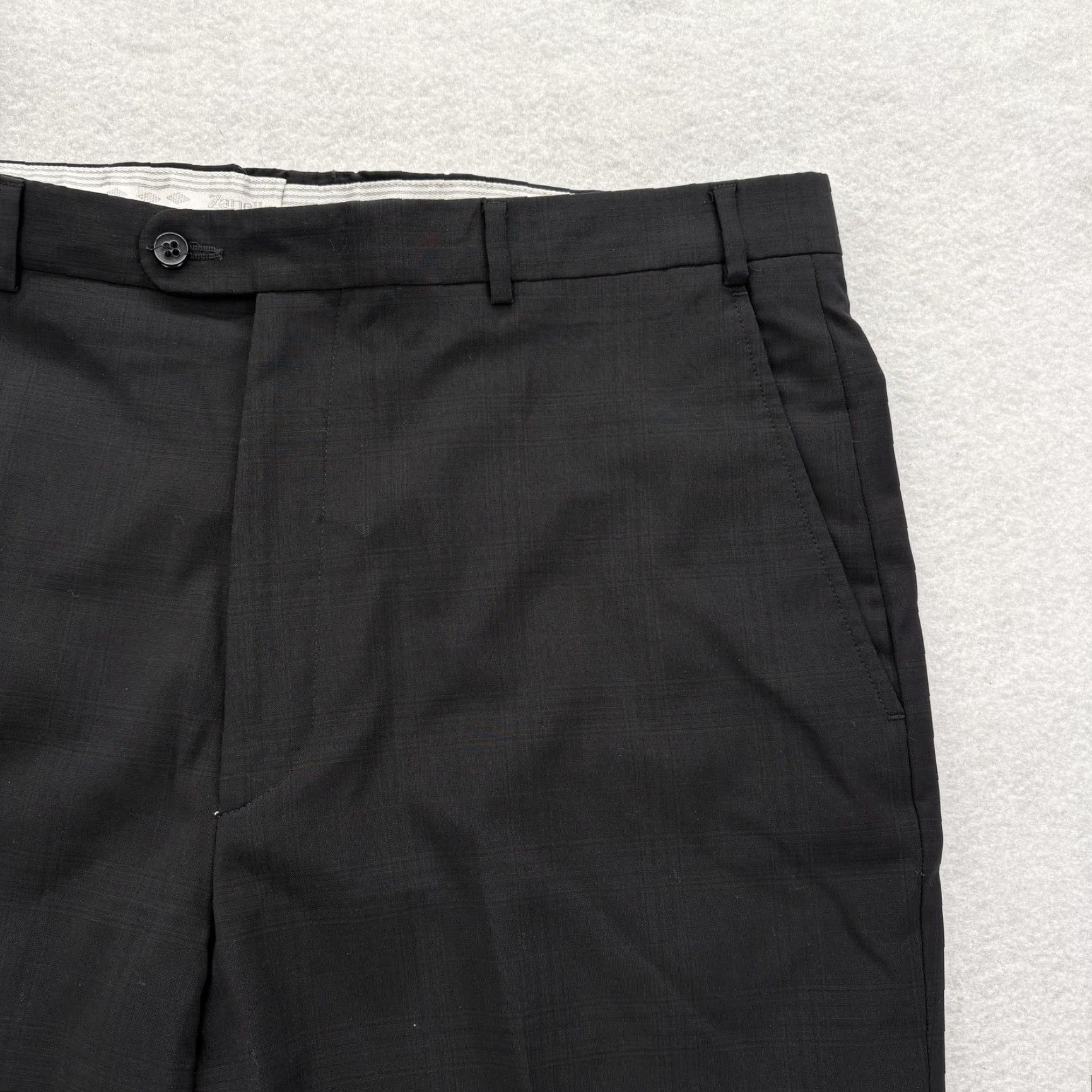 Zanella Zanella Benny Dress Pants Mens 36 Short Black Wool Flat Front Plaid Formal Italy Size US 36 / EU 52 - 2 Thumbnail