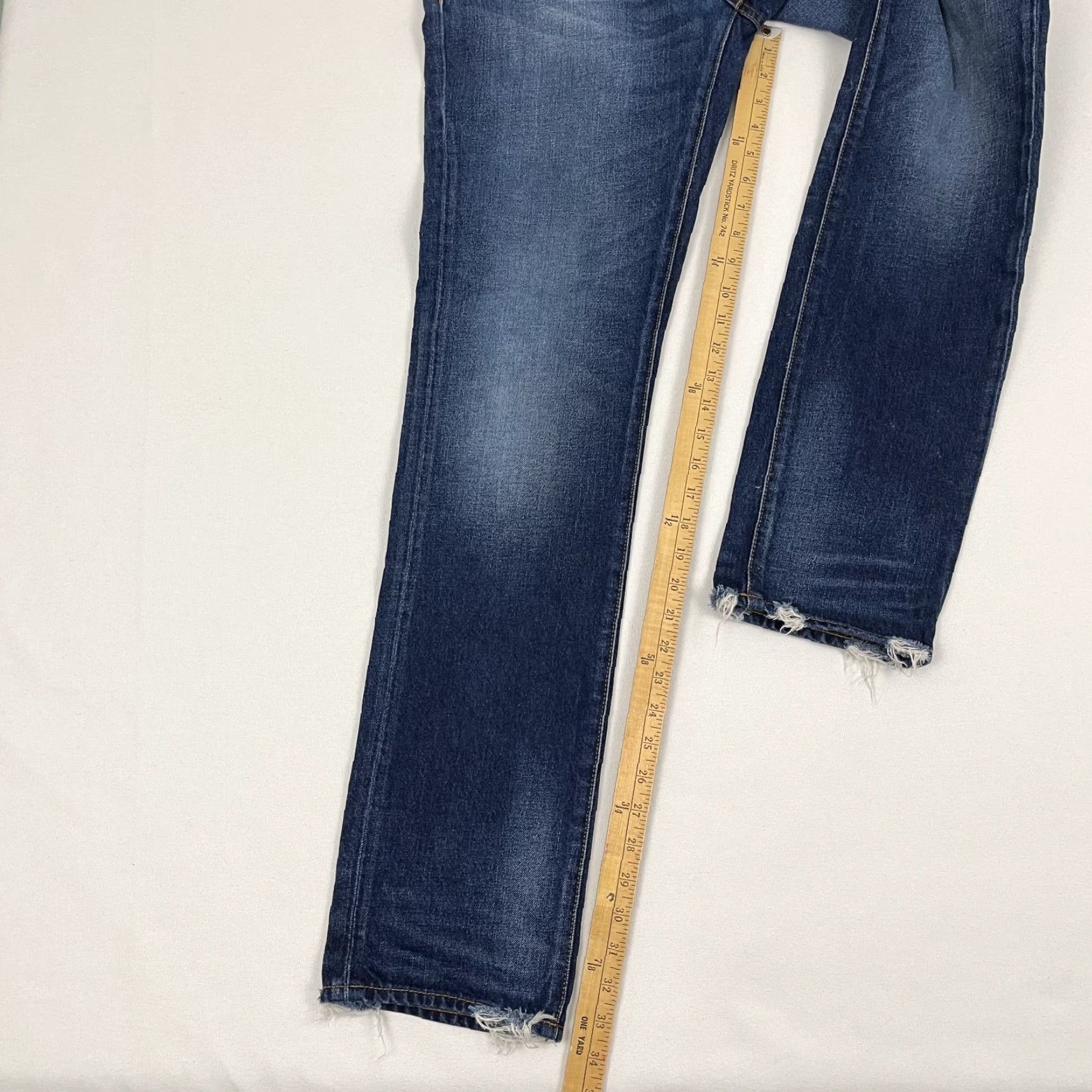 Prps PRPS Jeans Mens 31x32 Demon Fit Dark Blue Distressed Denim Streetwear Button Fly Jeans Mens Blue 31 Slim Hip Hop Branded Belt Loops 5-Pocket Design Size US 31 - 7 Thumbnail
