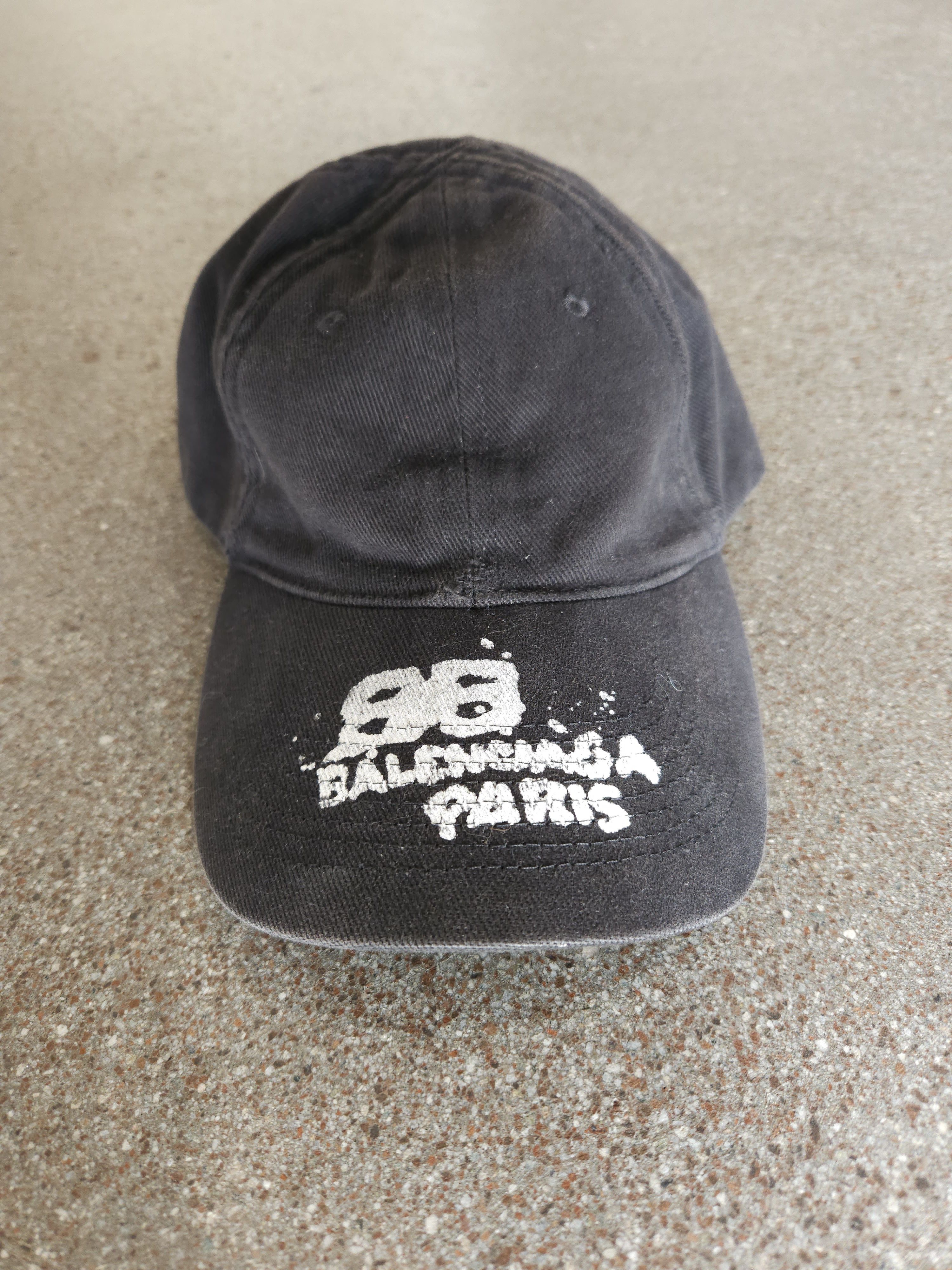 Pre-owned Balenciaga Graffiti Logo Hat In Black