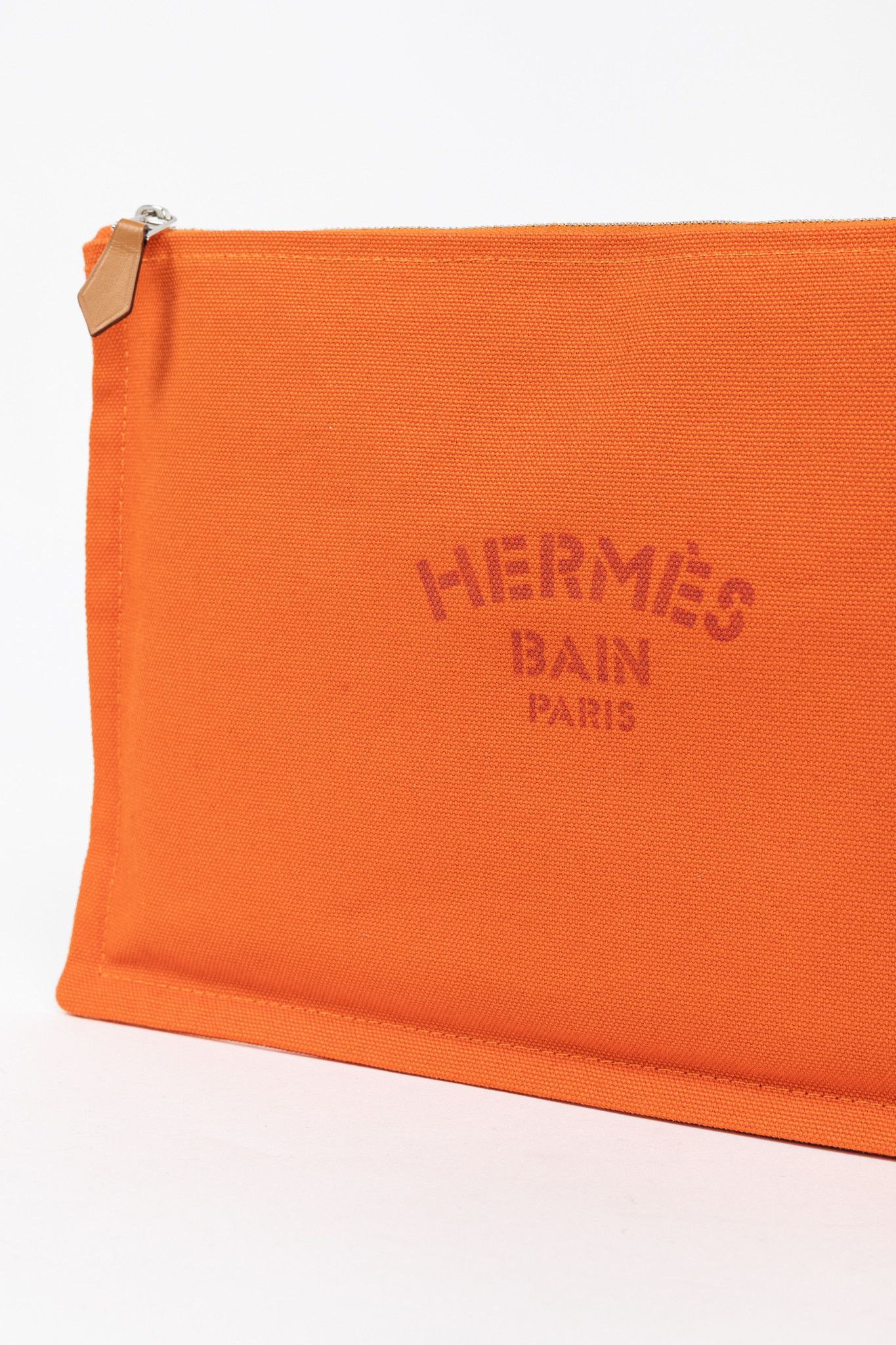 Hermes Hermes Flat Yachting GM Orange Logo Toile Pouch Size ONE SIZE - 6 Thumbnail