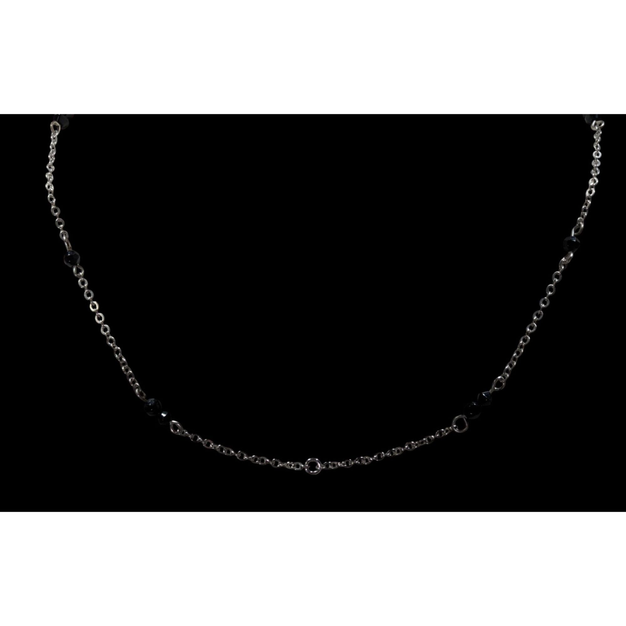Other Dainty Silver Tone Necklace With Black Beads Pendant Compati Size ONE SIZE - 3 Thumbnail