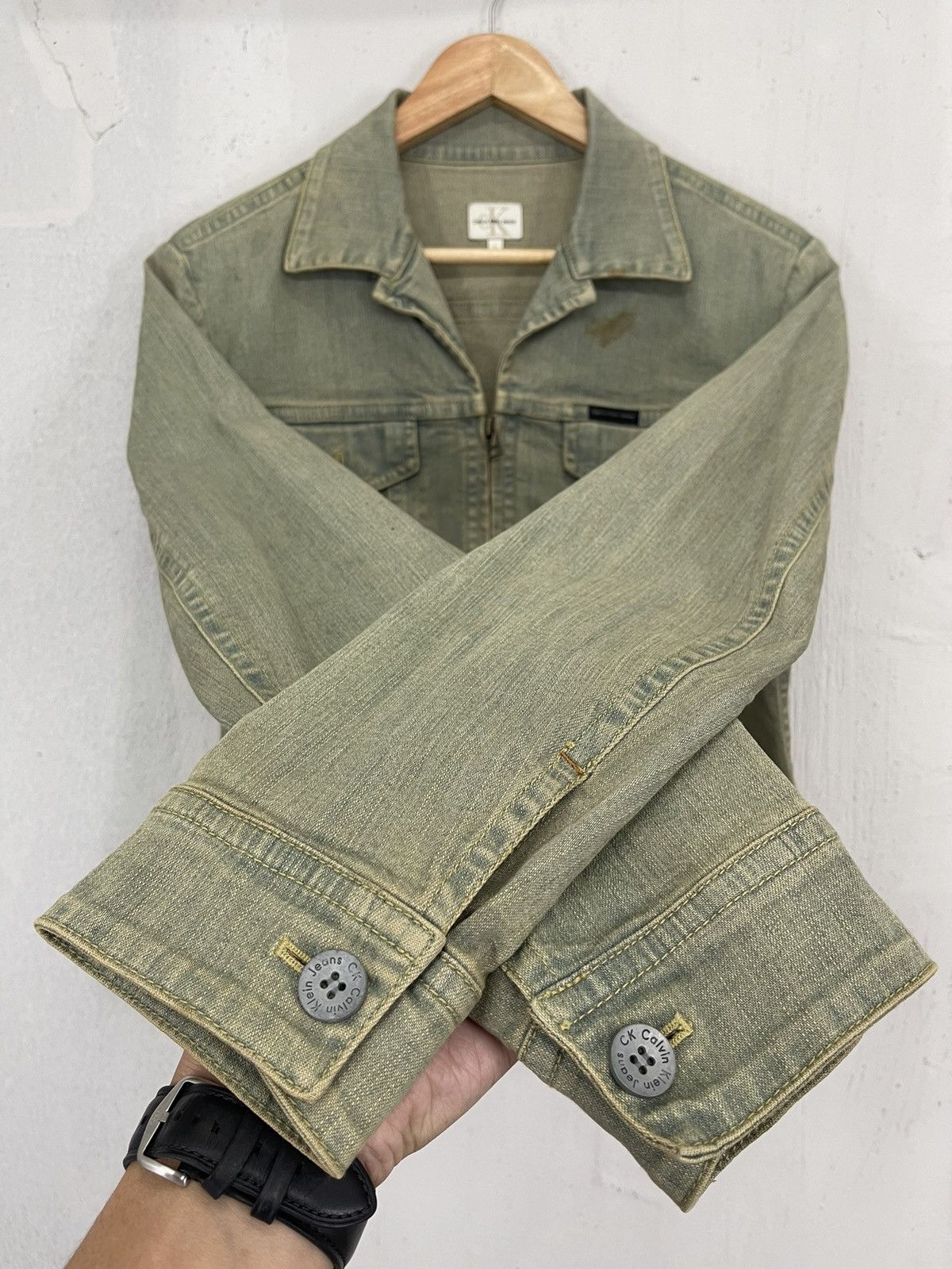 Calvin Klein Vintage 00's Calvin Klein Mudwash Zip Front Jackets Denim Size US L / EU 52-54 / 3 - 6 Thumbnail