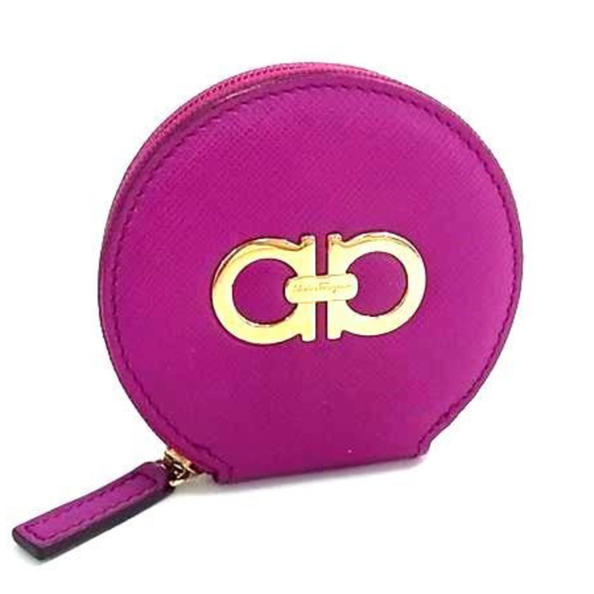 Salvatore Ferragamo Salvatore Ferragamo Double Gancini 22 B203 Purple Leather Women's Round Wallet/Coin Case Size ONE SIZE - 1 Thumbnail