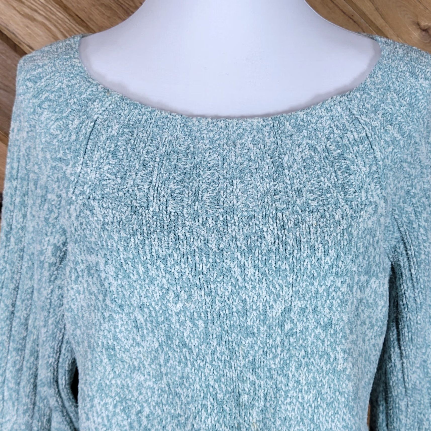 J. Jill J. Jill Womens Petites L Pullover Sweater Green White Boat Neck Long Sleeve Lightweight Knit Polyester Blend Casual Modern Classic Mens, Womens Size L / US 10 / IT 46 - 2 Thumbnail