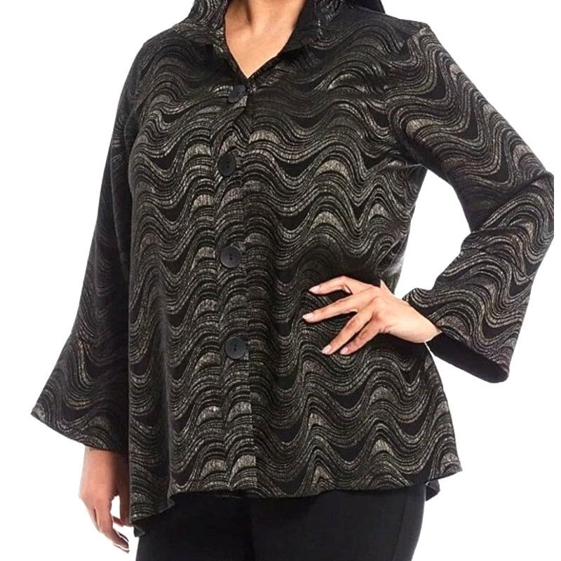 Miles New York Ali Miles Metallic Waves Jacket Top Sz XL Artsy Modern Chic Size XL / US 12-14 / IT 48-50 - 1 Thumbnail
