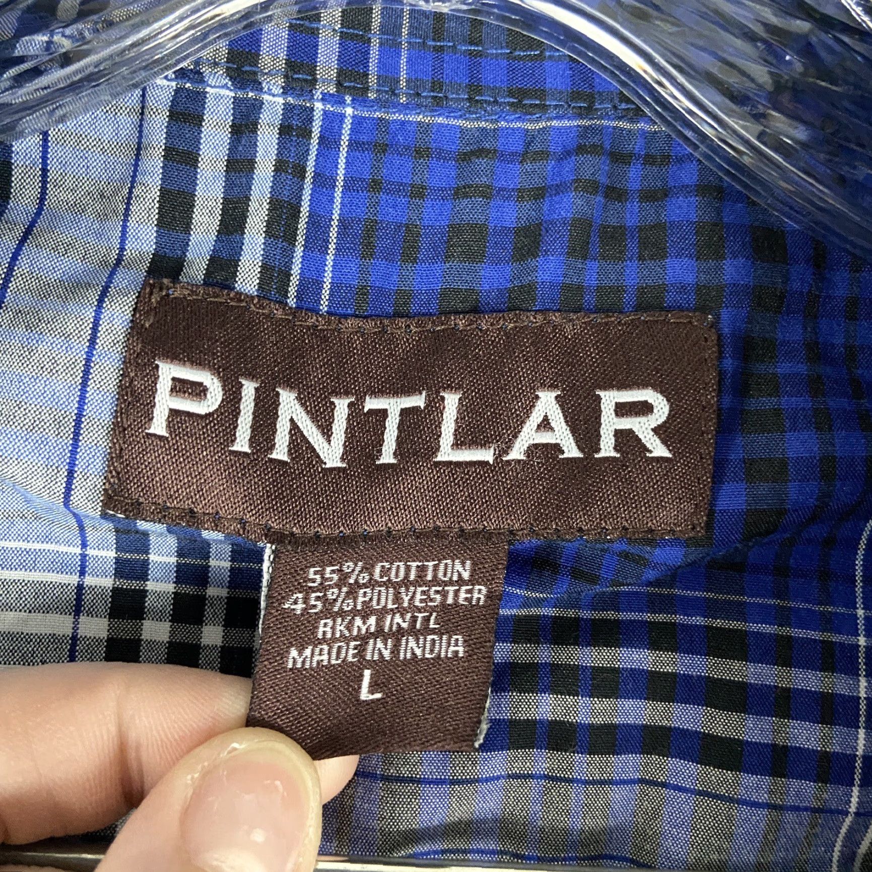 Vintage PINTLAR Shirt Plaid Pearl Button-Up Short Sleeve Men’s L Blue Regular Size Adult Mens Size US 33 - 6 Thumbnail