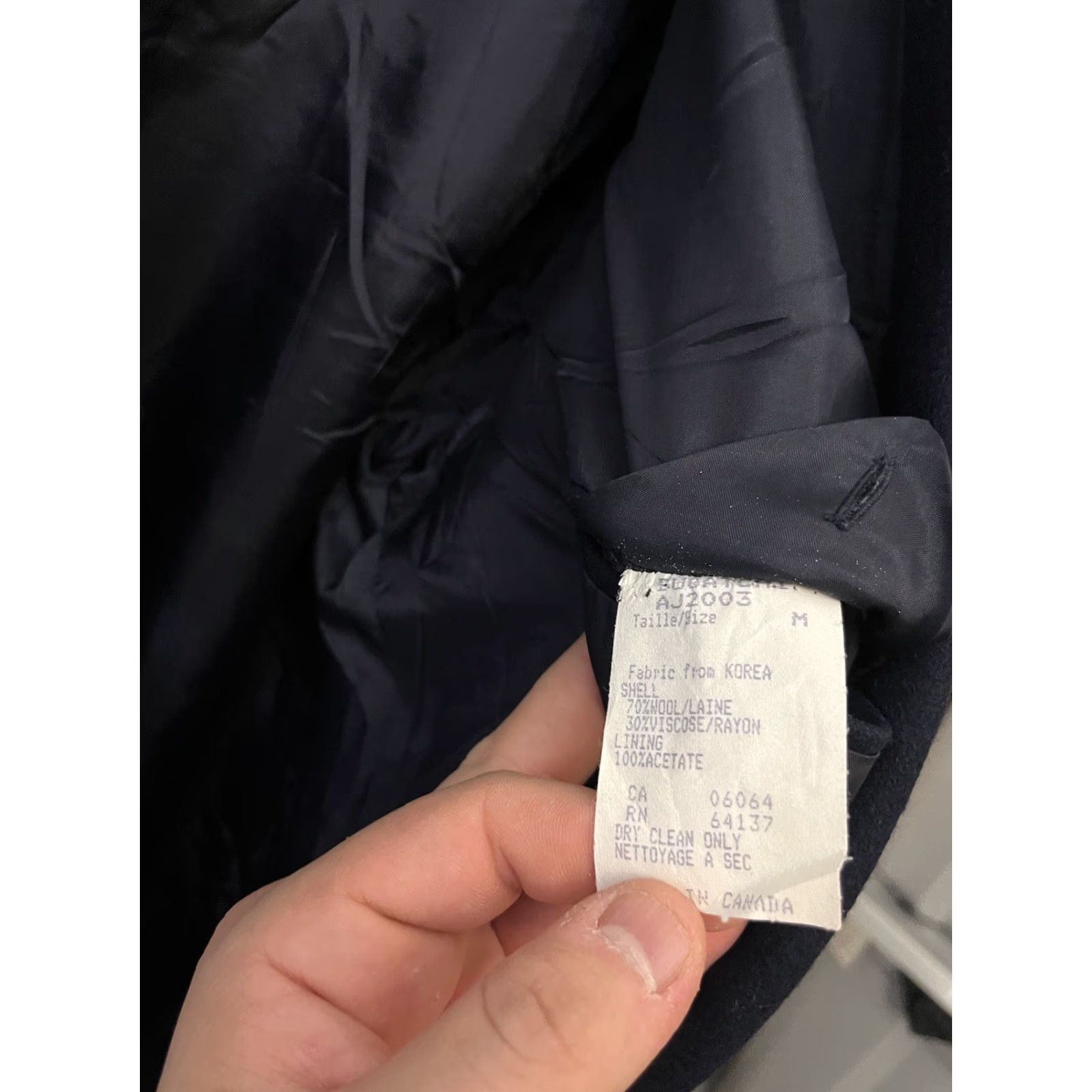 BUGATCHI BUGATCHI Men’s Navy Blue Double Breasted Wool Blend Blazer Sport Coat Med Jacket Size 40R - 4 Thumbnail