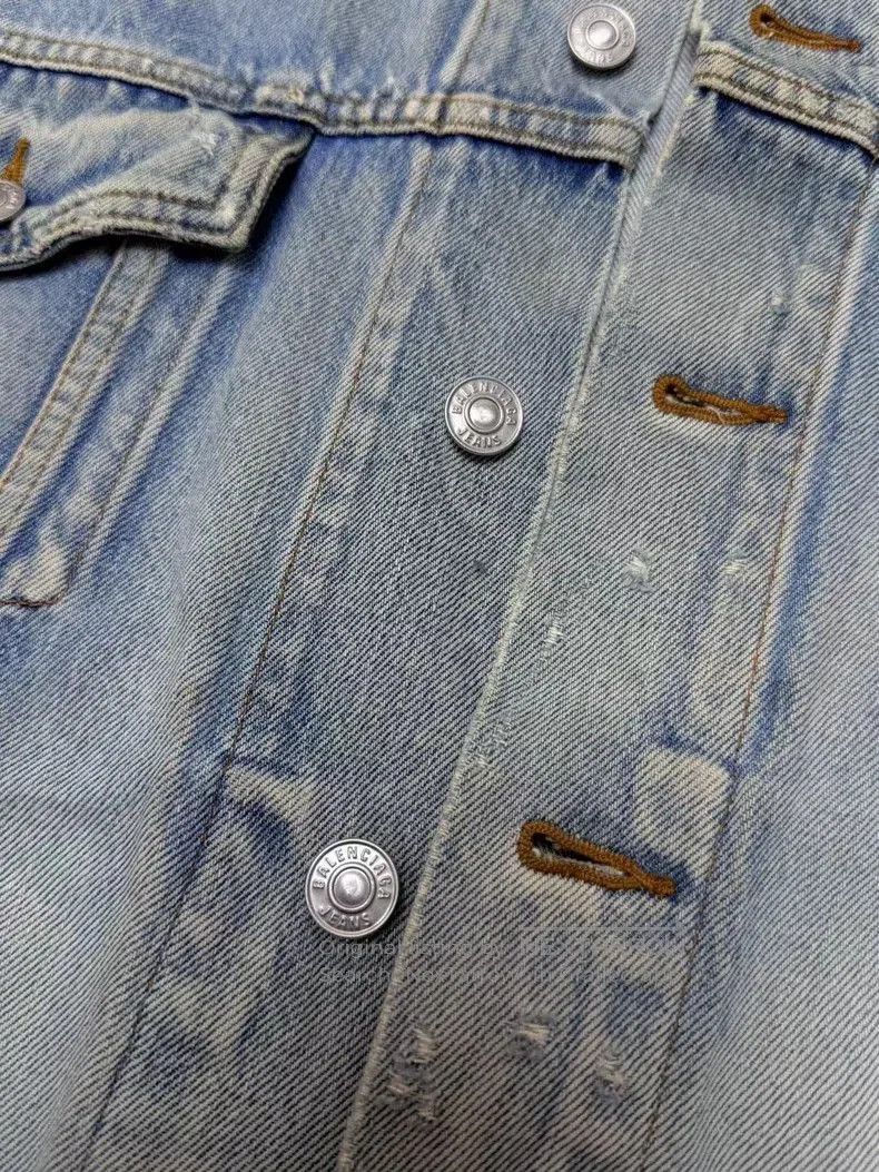 Balenciaga Balenciaga Distressed Denim Jacket. Size US M / EU 48-50 / 2 - 3 Thumbnail