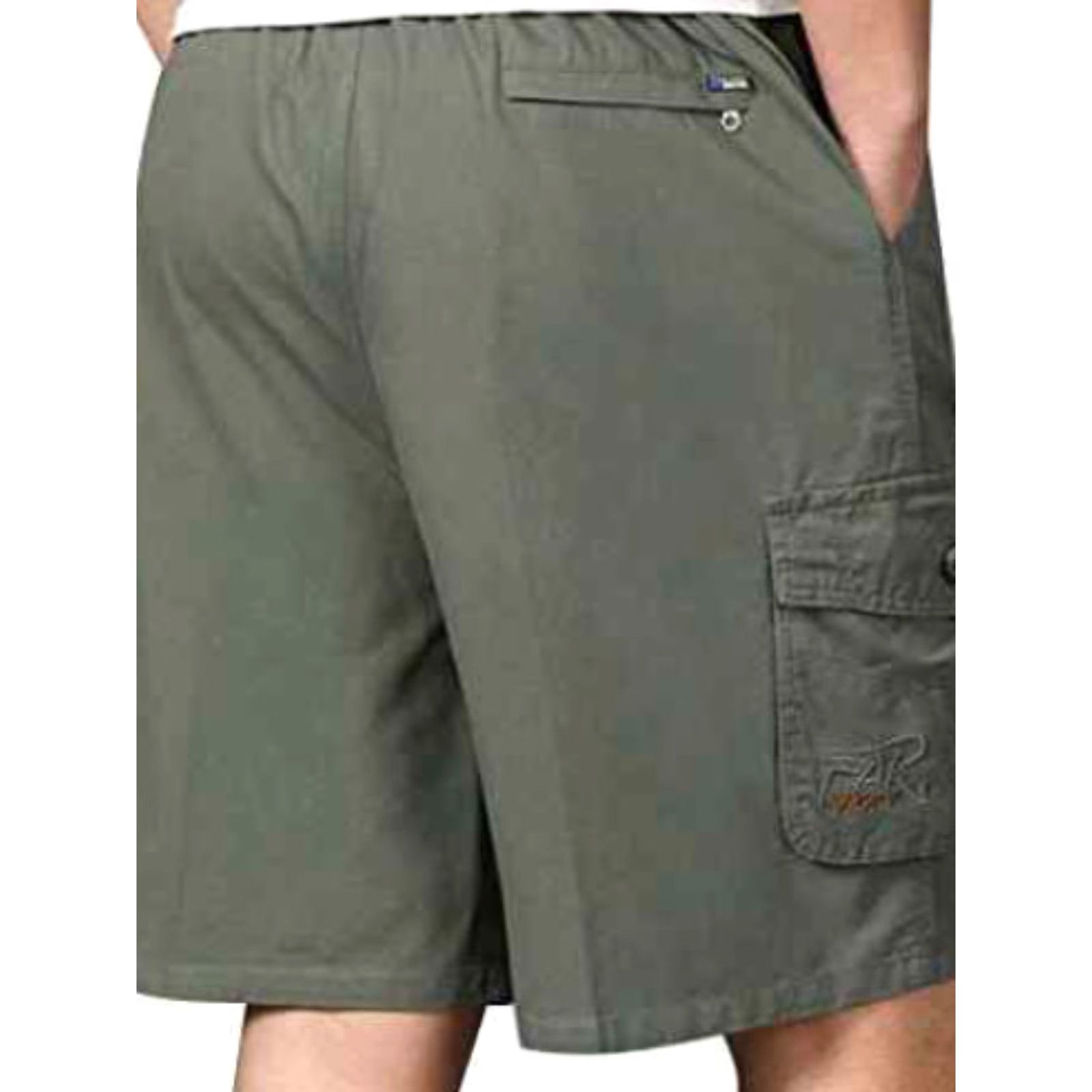 Vintage UNIONBAY Cargo Short Men Taupe Size 38 Stretch Relaxed Knit Utility Five-Pocket NWT Beige Cotton Blend Front Zip Tie-Down Mens Size US 38 / EU 54 - 2 Thumbnail