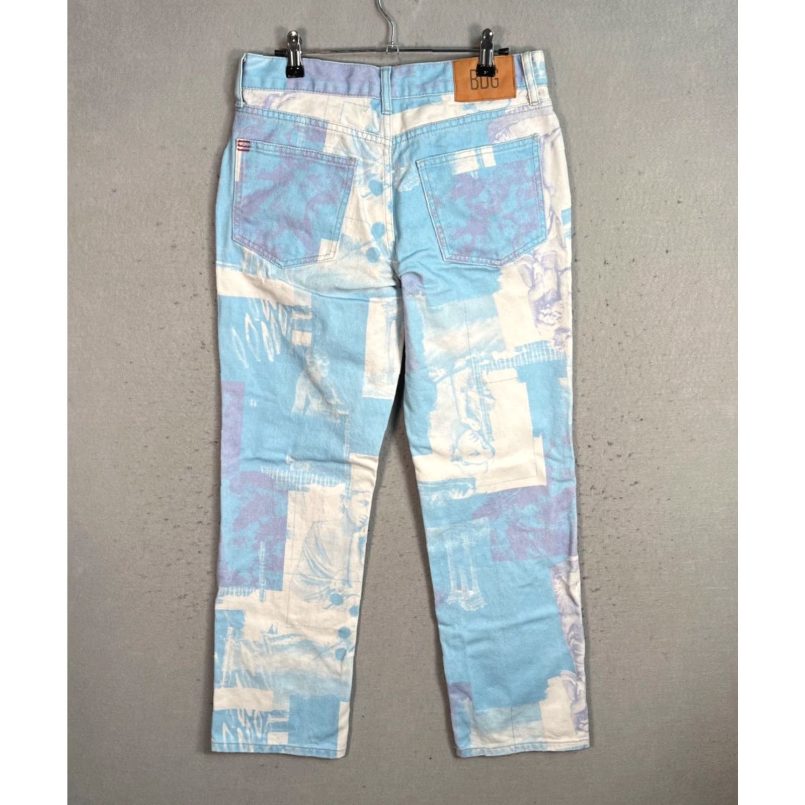 Bdg BDG Cowgirl Jean 27 Blue Abstract Statue Print Straight Leg Denim Pants Womens Size 27" / US 4 / IT 40 - 2 Thumbnail