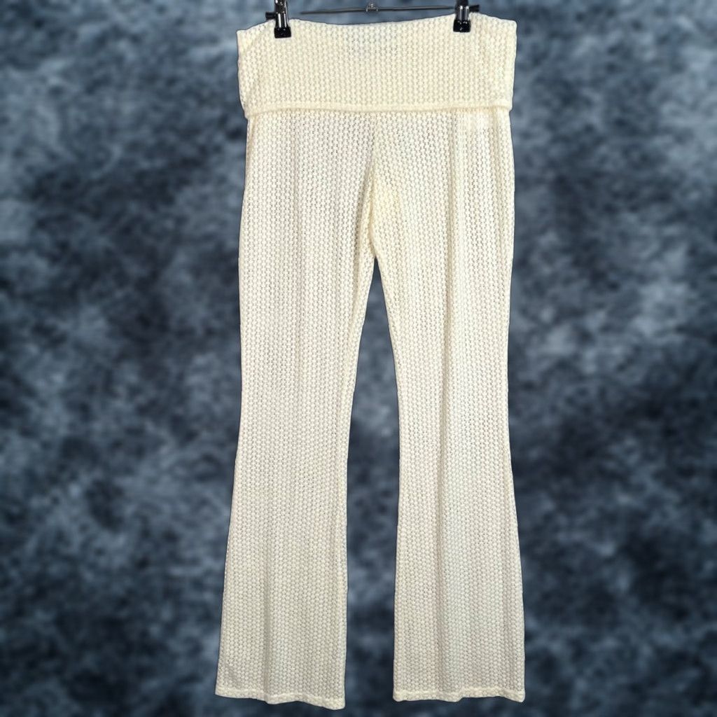Lioness VINTAGE Lioness Pants Women's Medium Cream Knit Flared Ankle Nylon Blend 30in Waist Size 32" / US 10 / IT 46 - 1 Thumbnail