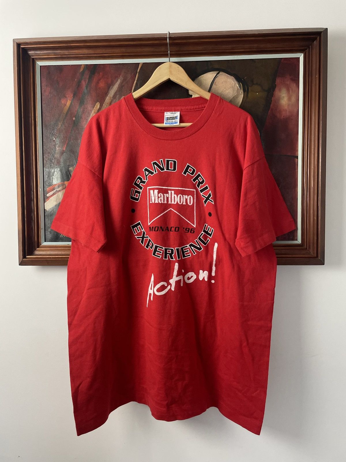 image of Vintage 90's Marlboro Cigarettes Vintage Tee Racing Red, Men's (Size XL)