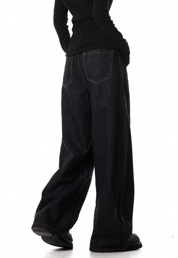Japanese Brand American retro wide-leg loose straight curved jeans for men Size US 32 / EU 48 - 4 Thumbnail