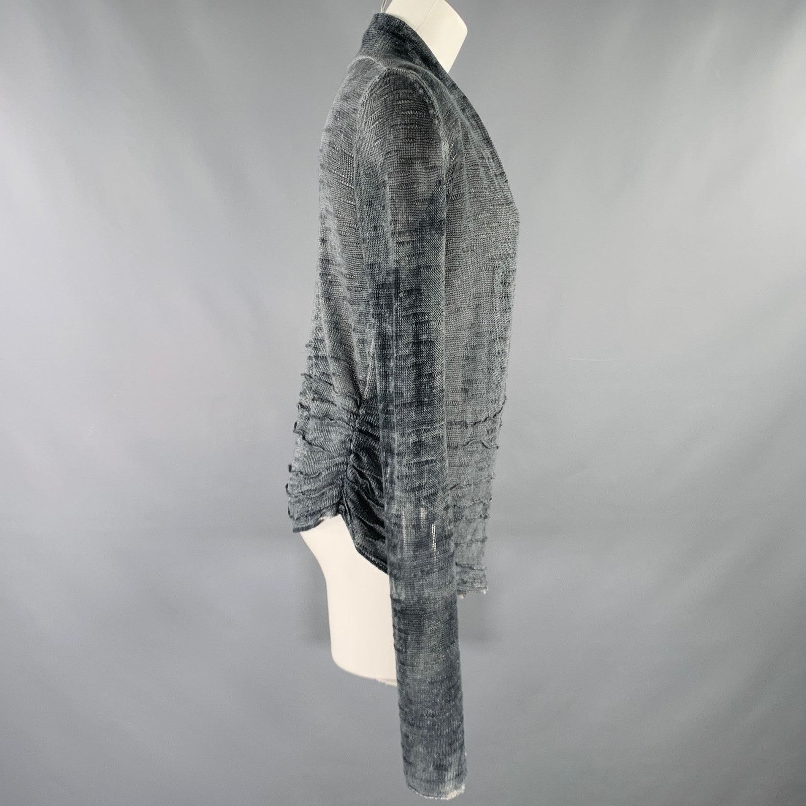 Avant Toi AVANT TOI Grey Charcoal Linen Marbled Open Front Cardigan Size M / US 6-8 / IT 42-44 - 3 Thumbnail