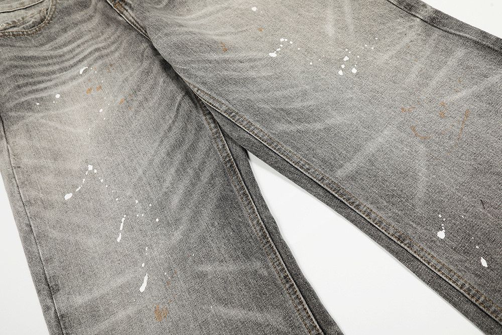 Jean American distressed washed splattered straight jeans for men Size US 32 / EU 48 - 4 Thumbnail