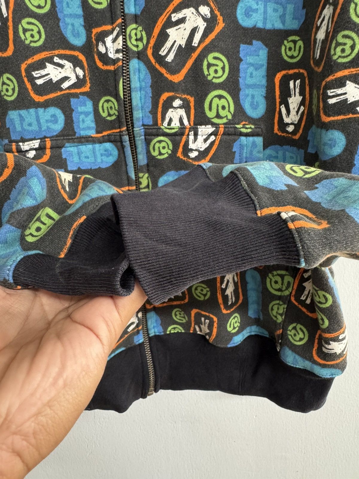 Vintage ZIP HOODIE GIRL SKATEBOARD ALL OVER PRINT 🔥VERY RARE🔥 Size US L / EU 52-54 / 3 - 4 Thumbnail
