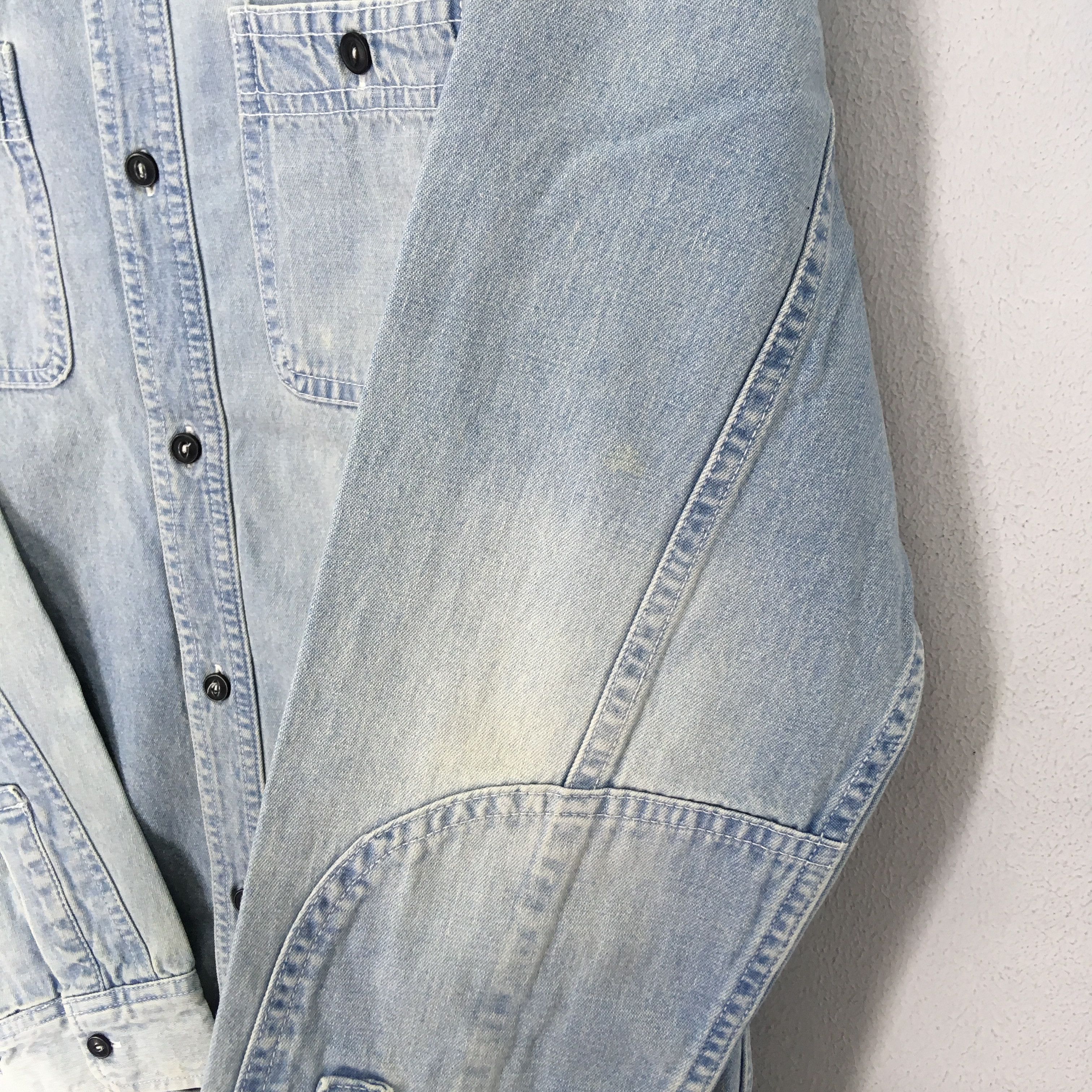 Japanese Brand Vintage Houston Union Made Stone Wash Japan Denim Shirt Size US M / EU 48-50 / 2 - 7 Thumbnail