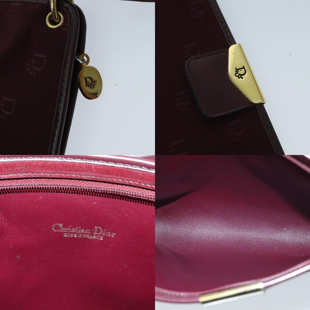 Dior DIOR Shoulder Bag Nylon Leather Wine Red Gold Size ONE SIZE - 11 Thumbnail