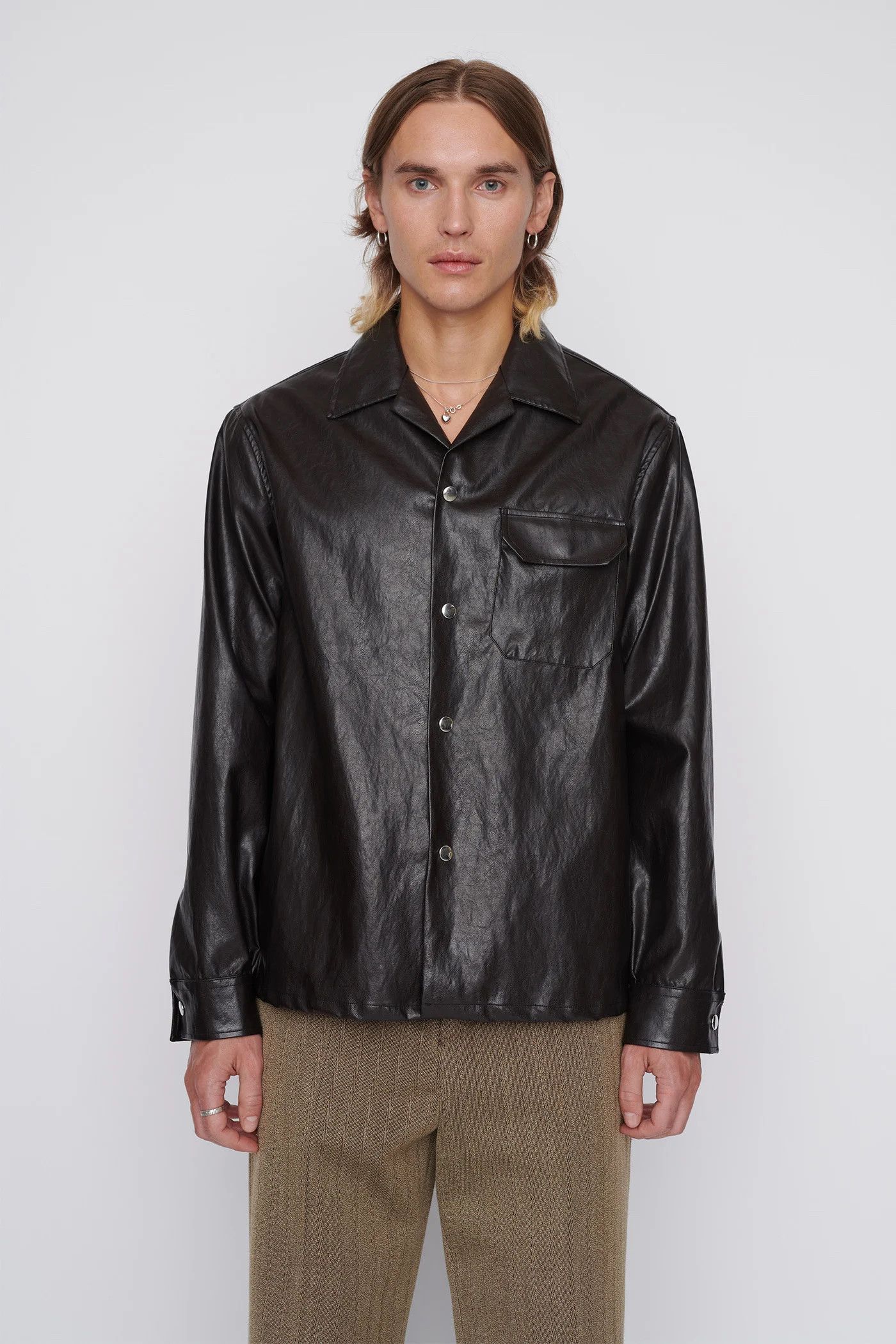 Our Legacy Our Legacy Brown Fake Leather Shirt Size US S / EU 44-46 / 1 - 2 Thumbnail