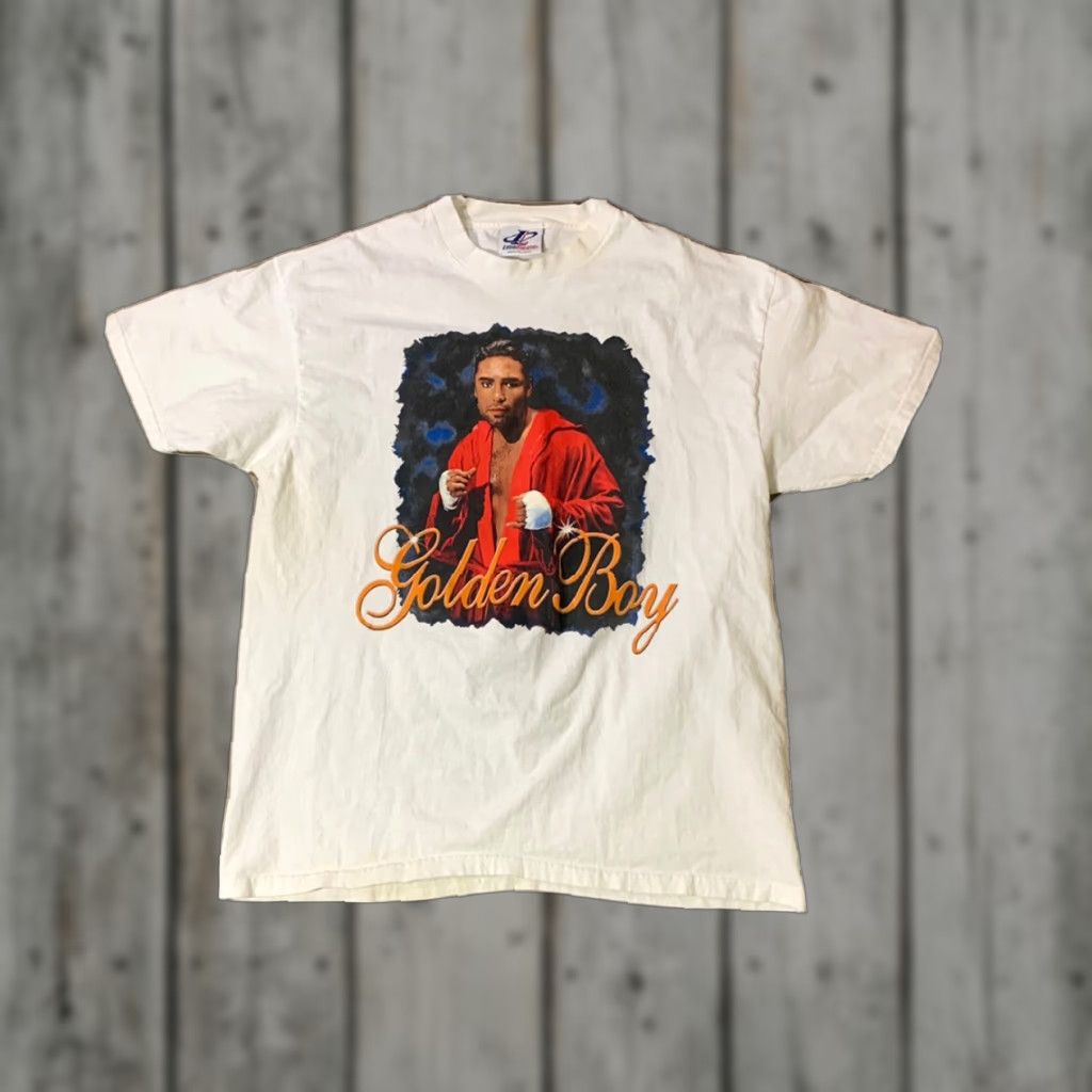 Logo Athletic VINTAGE 90s Oscar De La Hoya Golden Boy Boxing Logo Athletic T Shirt White XL Mens Size US XL / EU 56 / 4 - 1 Thumbnail