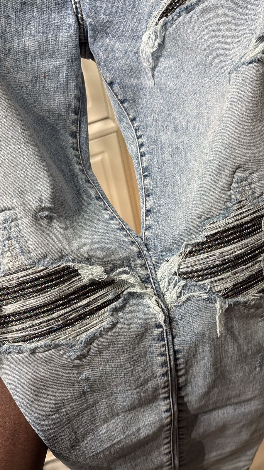 Amiri Amiri mx1 iridescent rainbow patch blue denim jeans Size US 38 / EU 54 - 11 Thumbnail