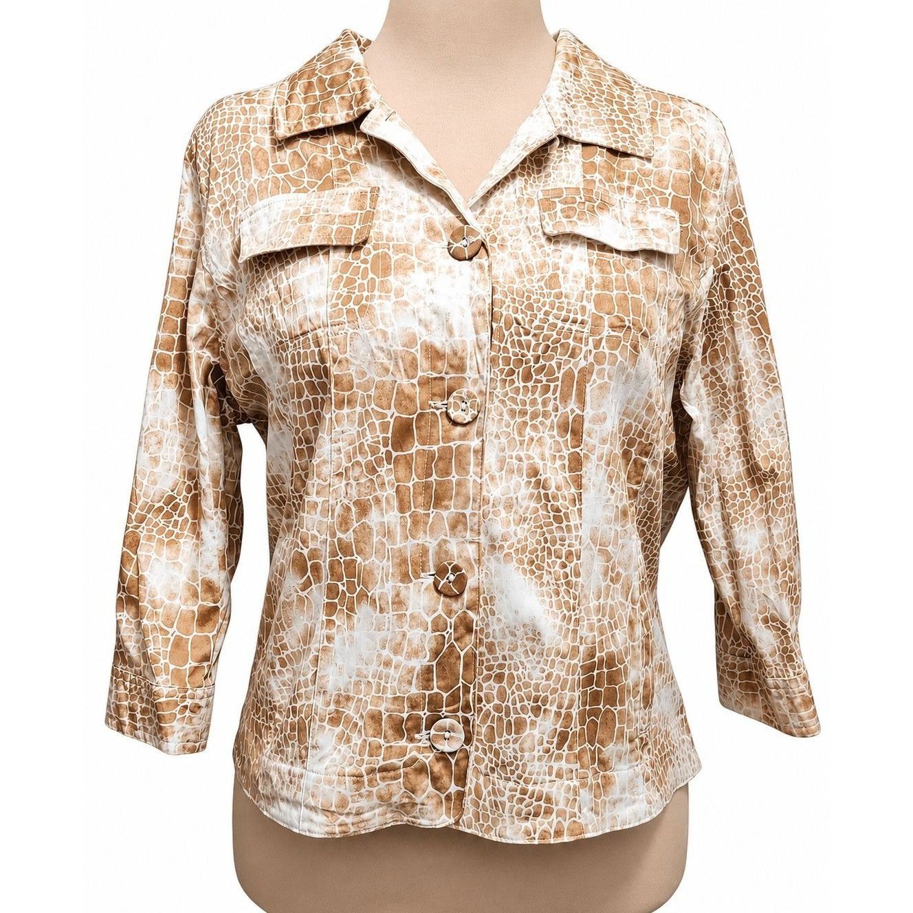 Other Sorialle Petite Size XL Tan Giraffe Print Button Front Jacke Size XL / US 12-14 / IT 48-50 - 12 Thumbnail
