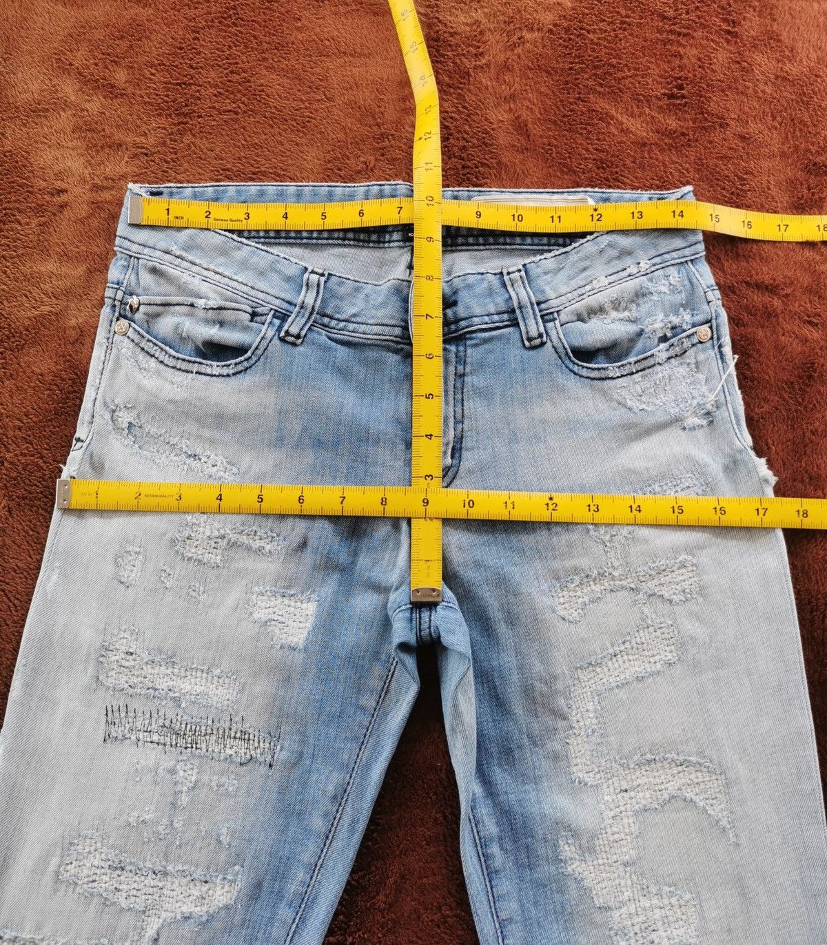 Roberto Cavalli Just Cavalli Boro Thrashed Distressed Skinny Denim Jeans Size 28" / US 6 / IT 42 - 13 Thumbnail