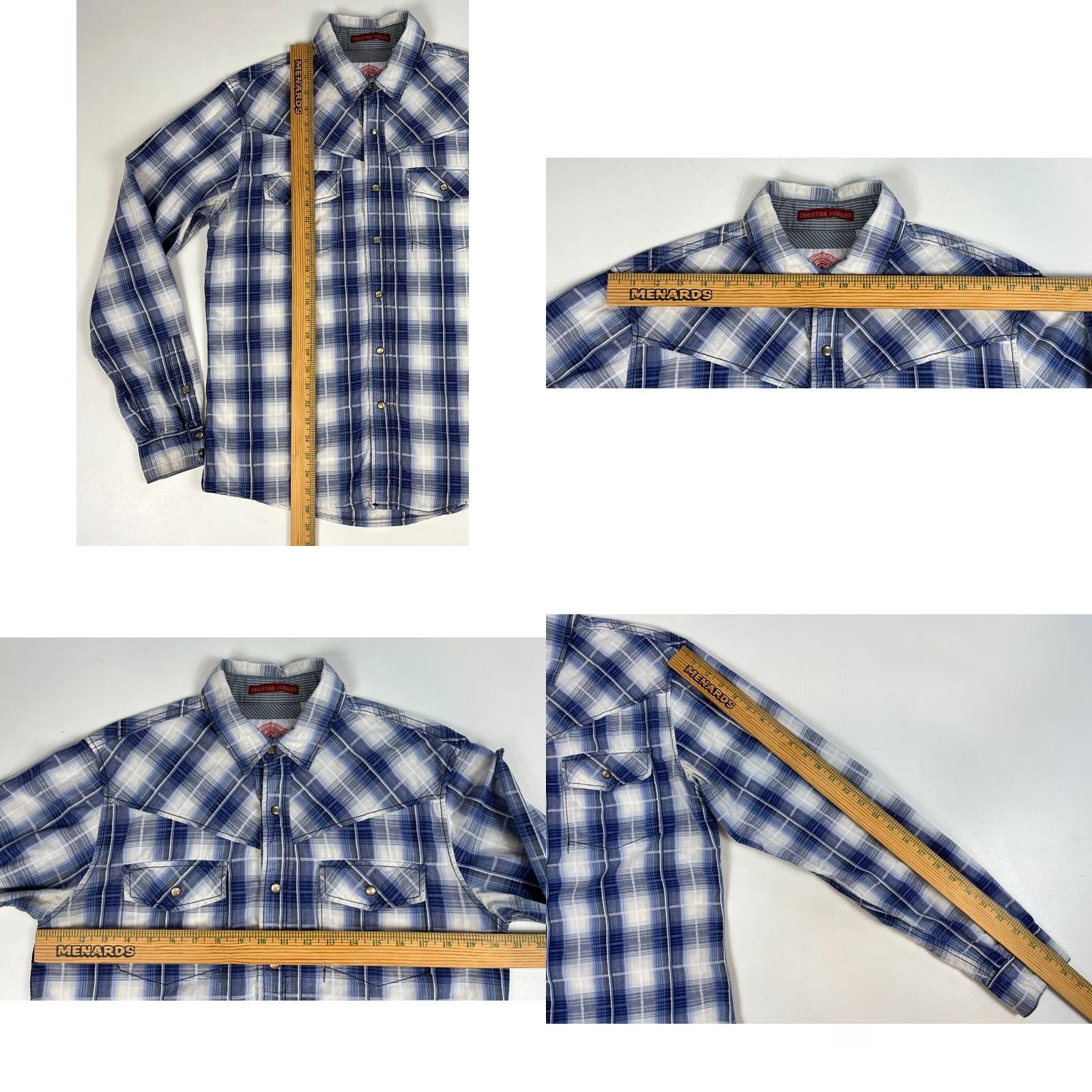 Vintage Christian Audigier Men’s Pearl Snap Western Shirt Plaid Sz M Size US M / EU 48-50 / 2 - 8 Thumbnail