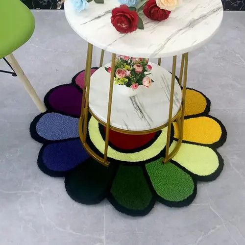 VIBE Flower Carpet Soft Tufted Rug Cute Size ONE SIZE - 3 Thumbnail